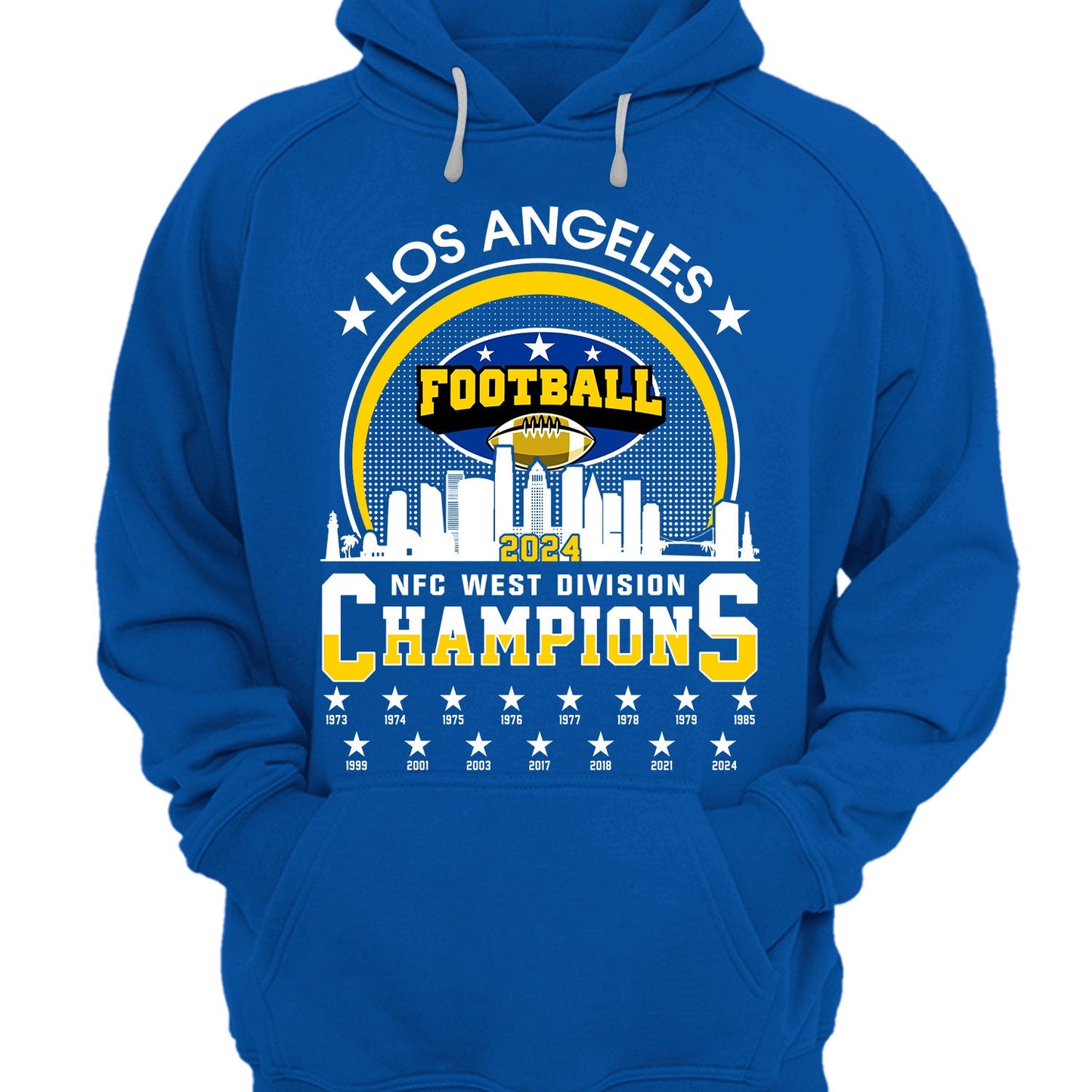 Los Angeles Football 2024 NFC West Division Champions Skyline Shirts, 2024 NFC West Champs Apparel For Los Angeles Football Fans