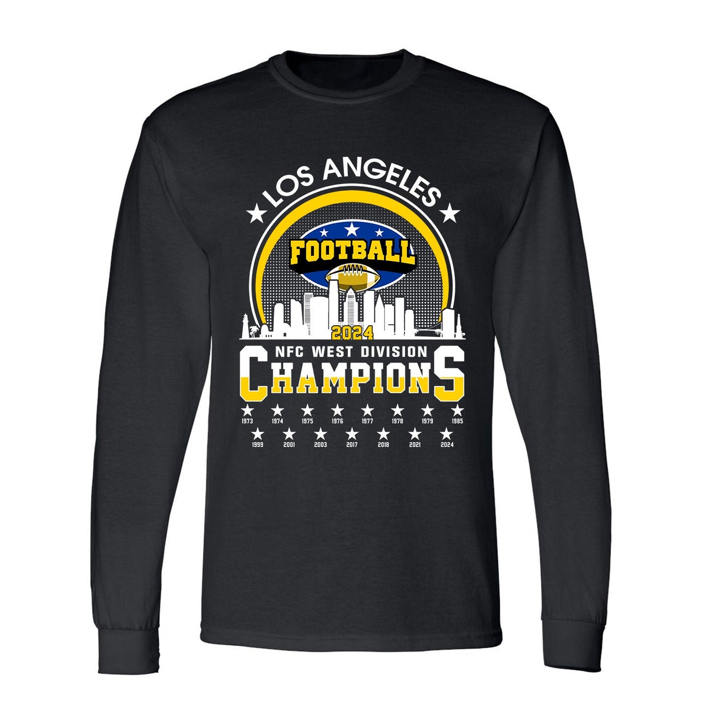 Los Angeles Football 2024 NFC West Division Champions Skyline Shirts, 2024 NFC West Champs Apparel For Los Angeles Football Fans