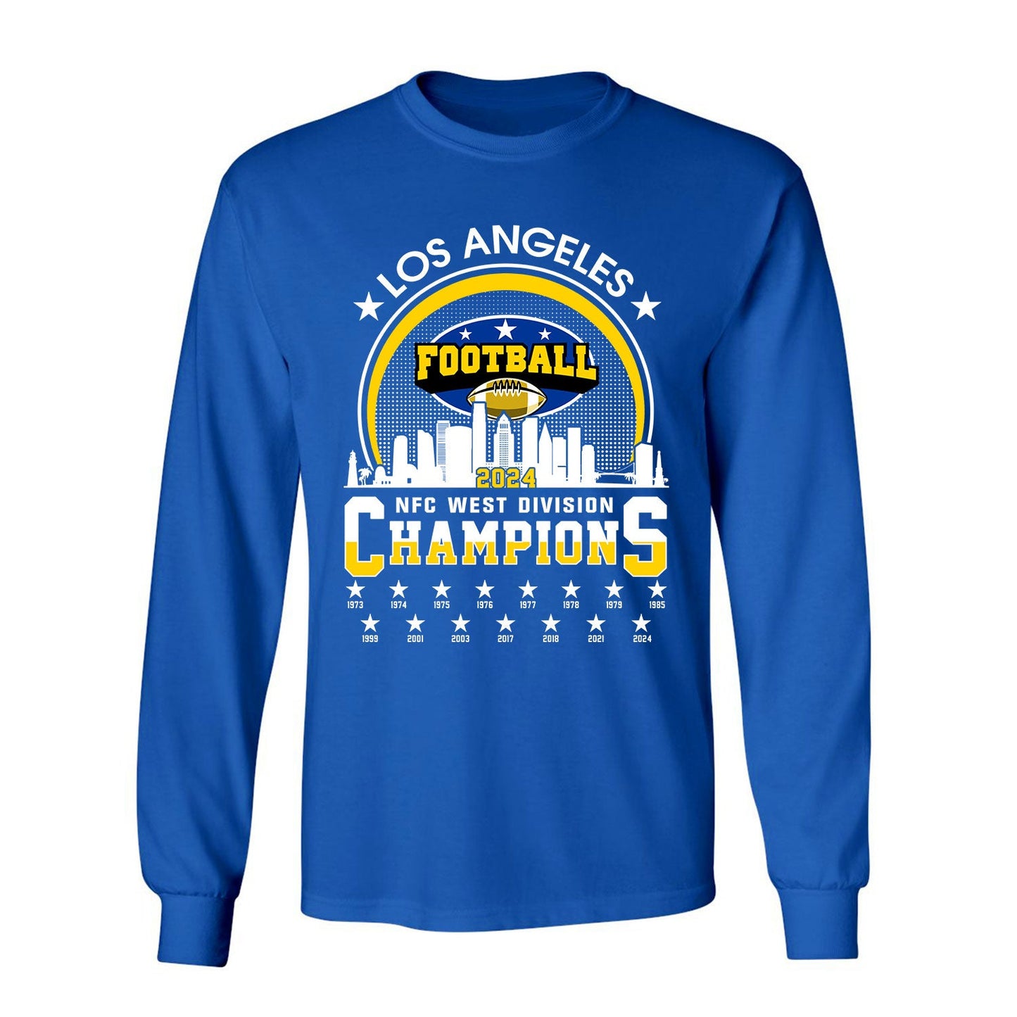 Los Angeles Football 2024 NFC West Division Champions Skyline Shirts, 2024 NFC West Champs Apparel For Los Angeles Football Fans