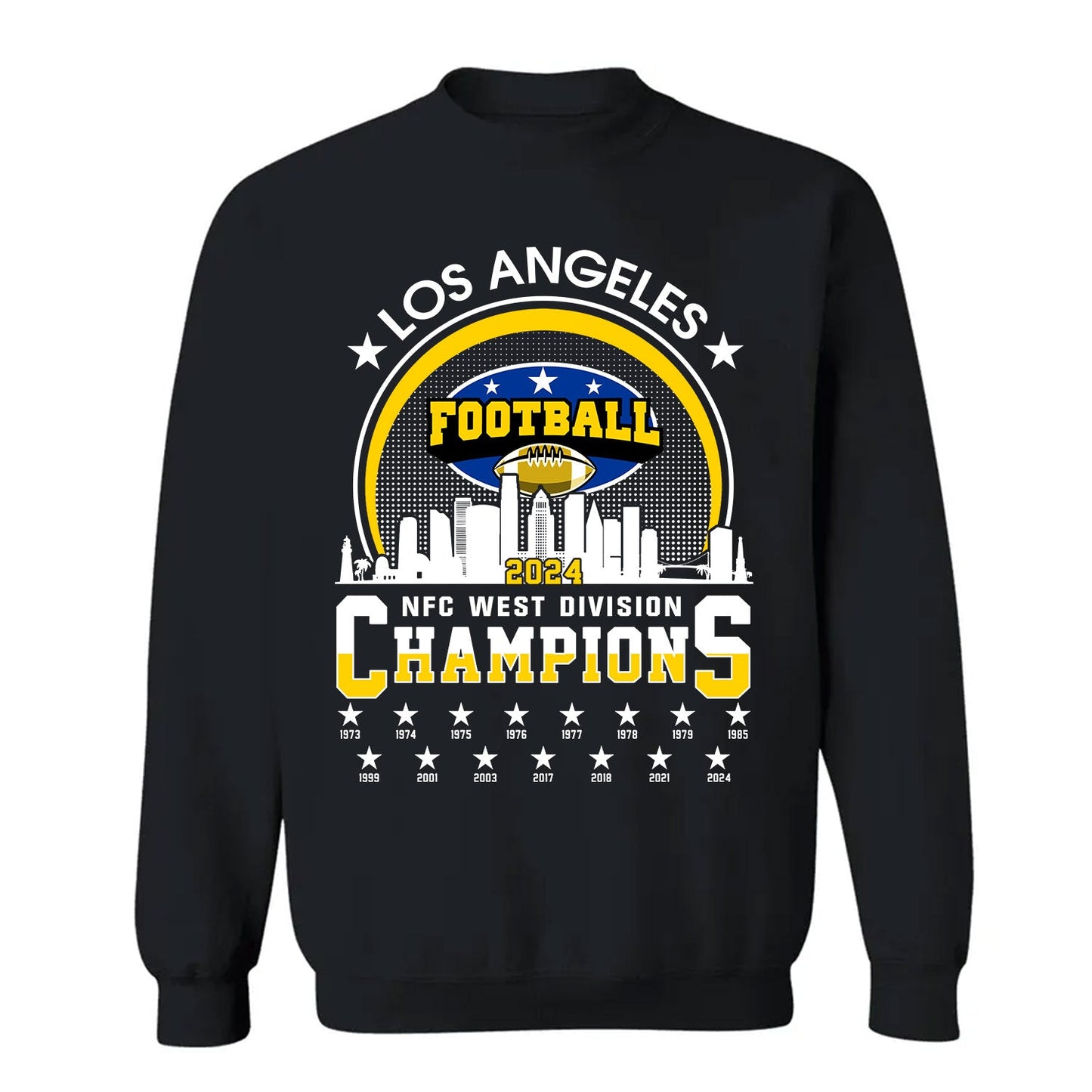 Los Angeles Football 2024 NFC West Division Champions Skyline Shirts, 2024 NFC West Champs Apparel For Los Angeles Football Fans