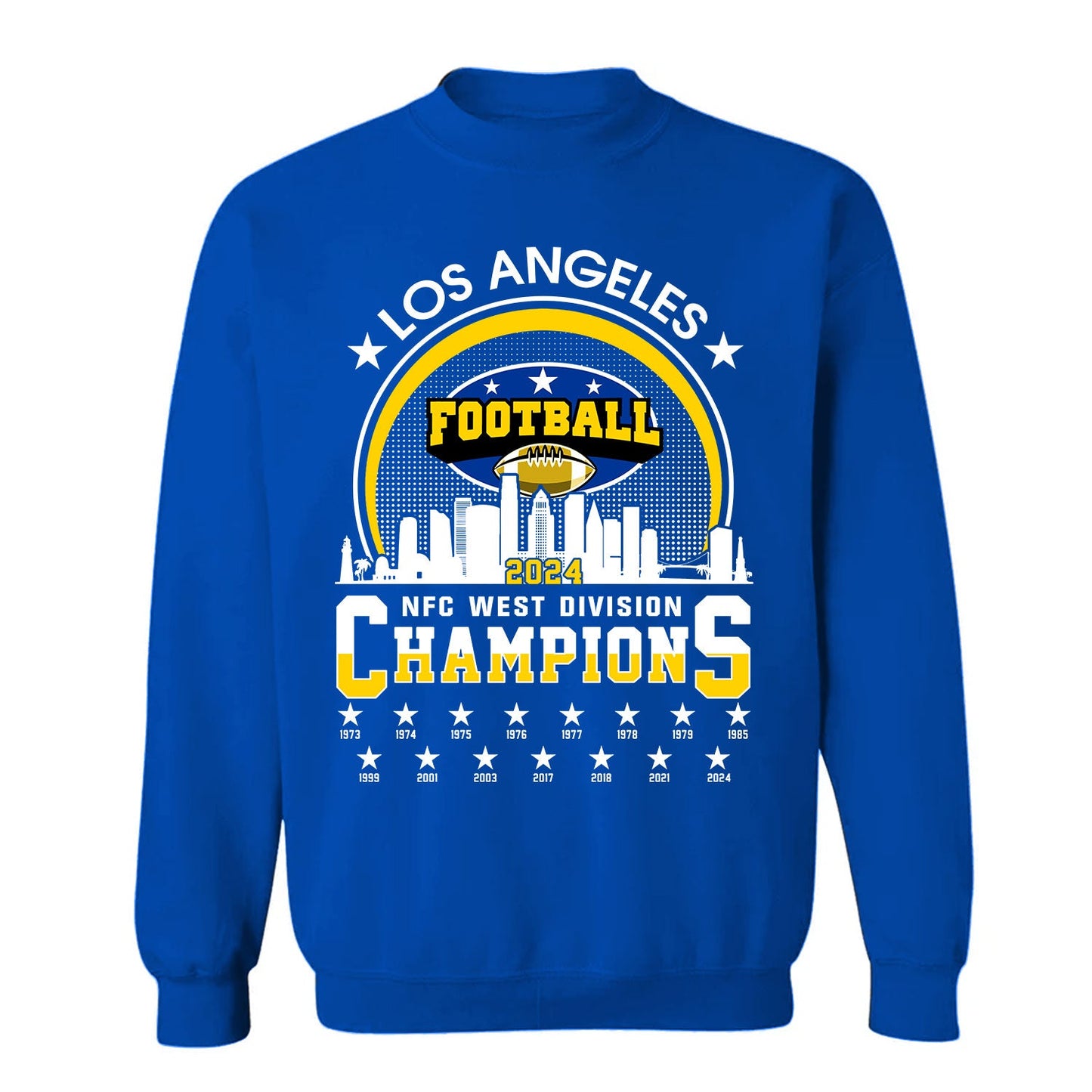 Los Angeles Football 2024 NFC West Division Champions Skyline Shirts, 2024 NFC West Champs Apparel For Los Angeles Football Fans