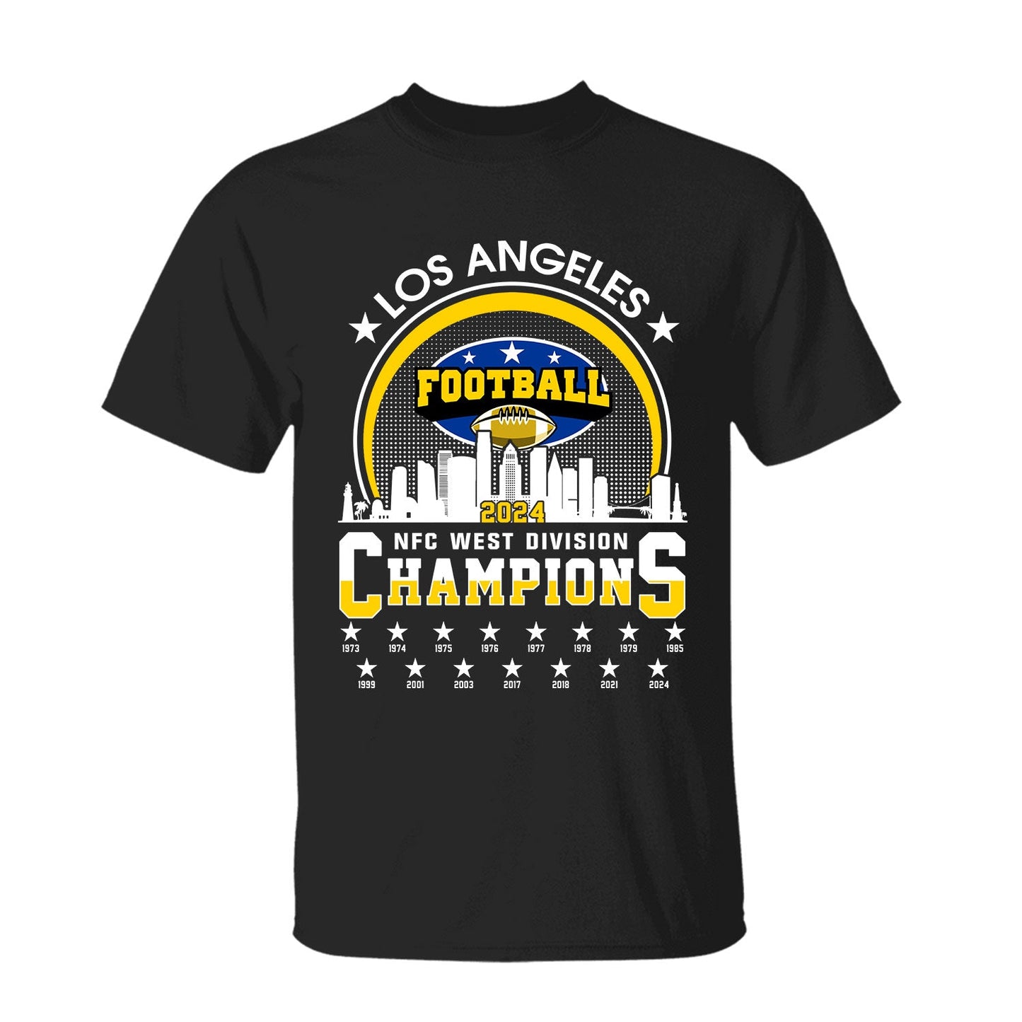 Los Angeles Football 2024 NFC West Division Champions Skyline Shirts, 2024 NFC West Champs Apparel For Los Angeles Football Fans