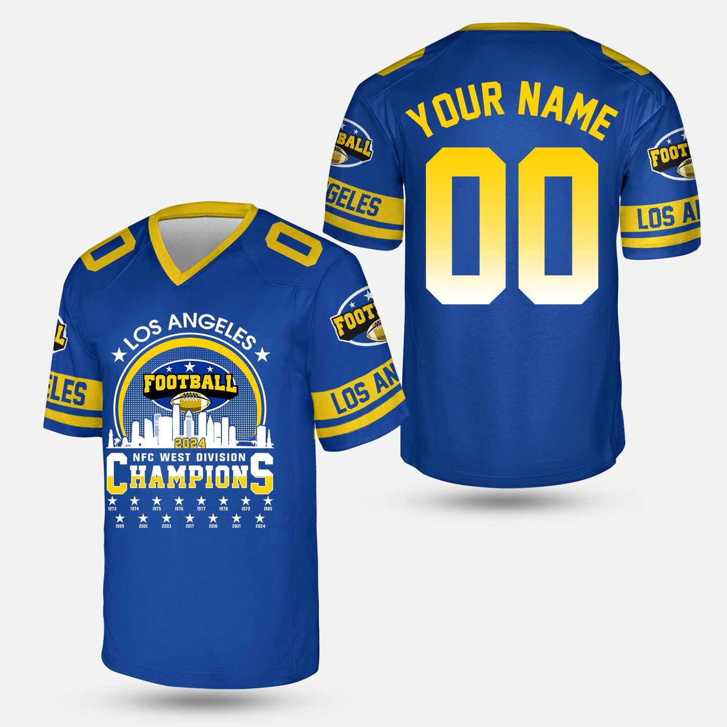 Los Angeles Football 2024 NFC West Division Champions Skyline Custom Shirts, 2024 NFC West Champs Champions Custom Double Sided Shirts