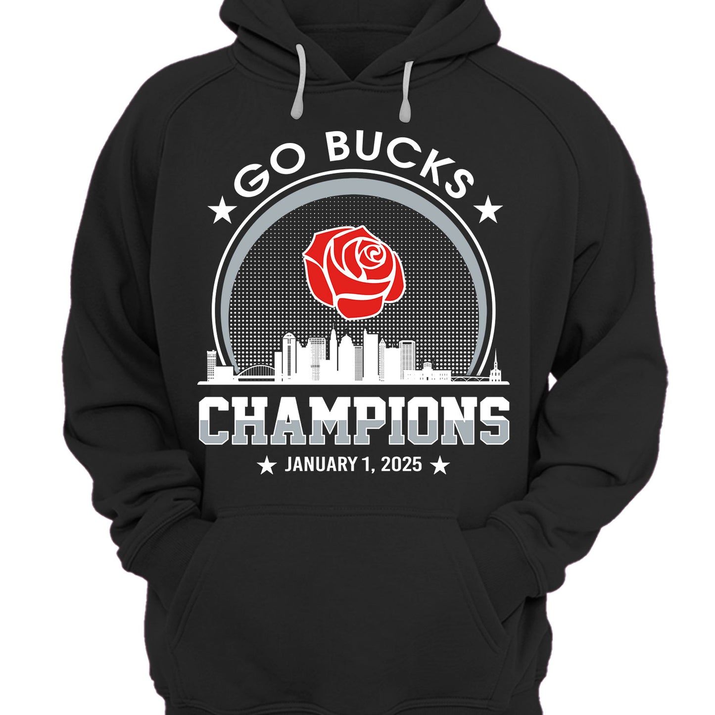 Go Bucks Football 2025 Rose Champions Skyline Long Sleeve Shirt, 2025 Rose Champs Long Sleeve Shirt For Go Bucks Football Fans