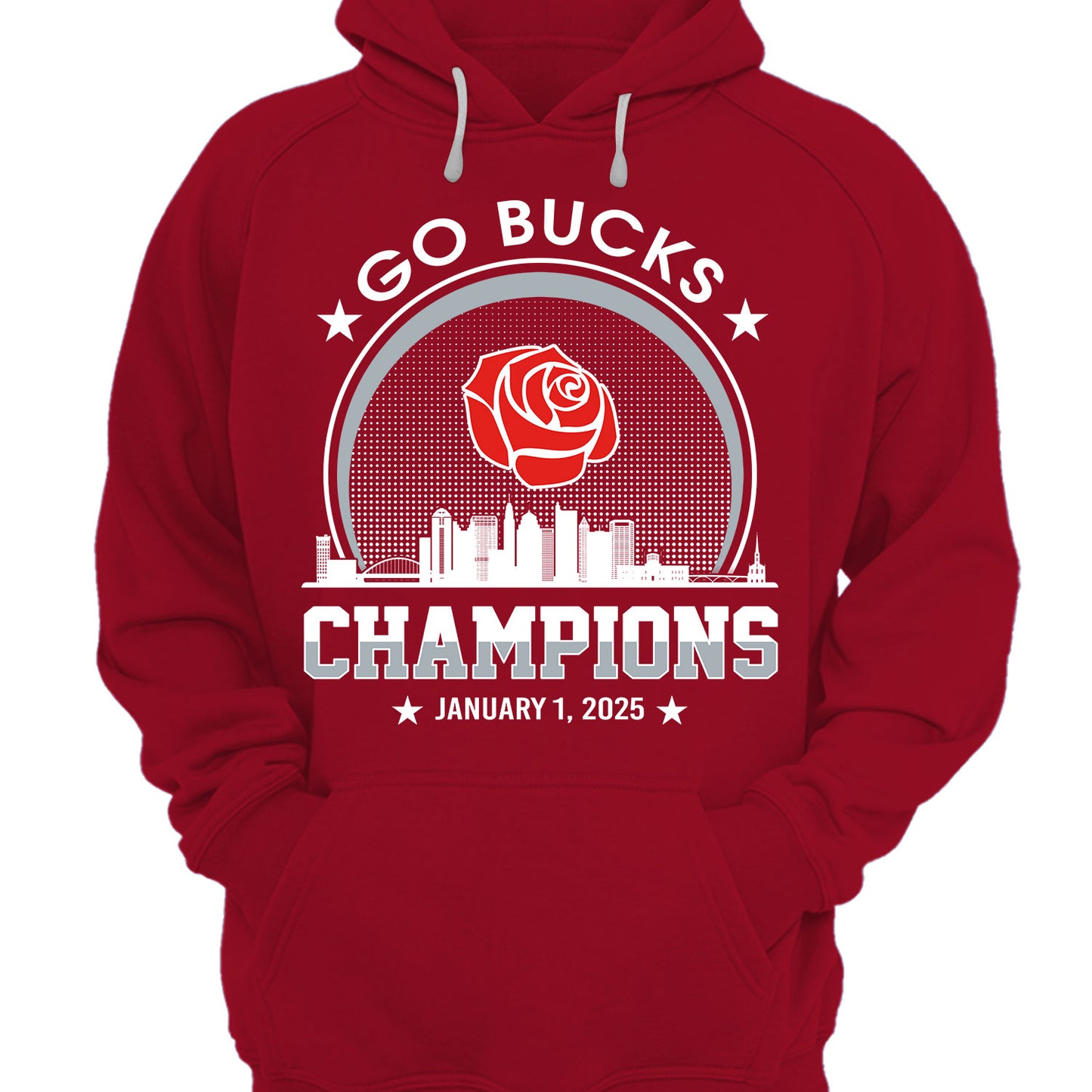 Go Bucks Football 2025 Rose Champions Skyline Long Sleeve Shirt, 2025 Rose Champs Long Sleeve Shirt For Go Bucks Football Fans