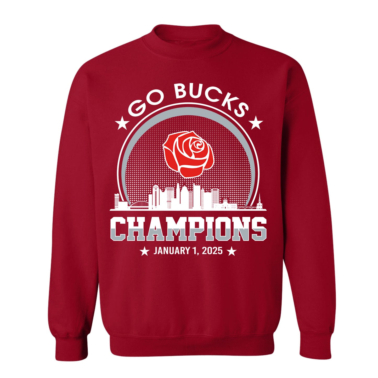 Go Bucks Football 2025 Rose Champions Skyline Long Sleeve Shirt, 2025 Rose Champs Long Sleeve Shirt For Go Bucks Football Fans