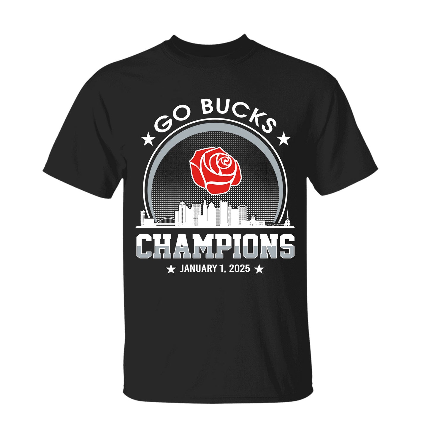 Go Bucks Football 2025 Rose Champions Skyline Long Sleeve Shirt, 2025 Rose Champs Long Sleeve Shirt For Go Bucks Football Fans