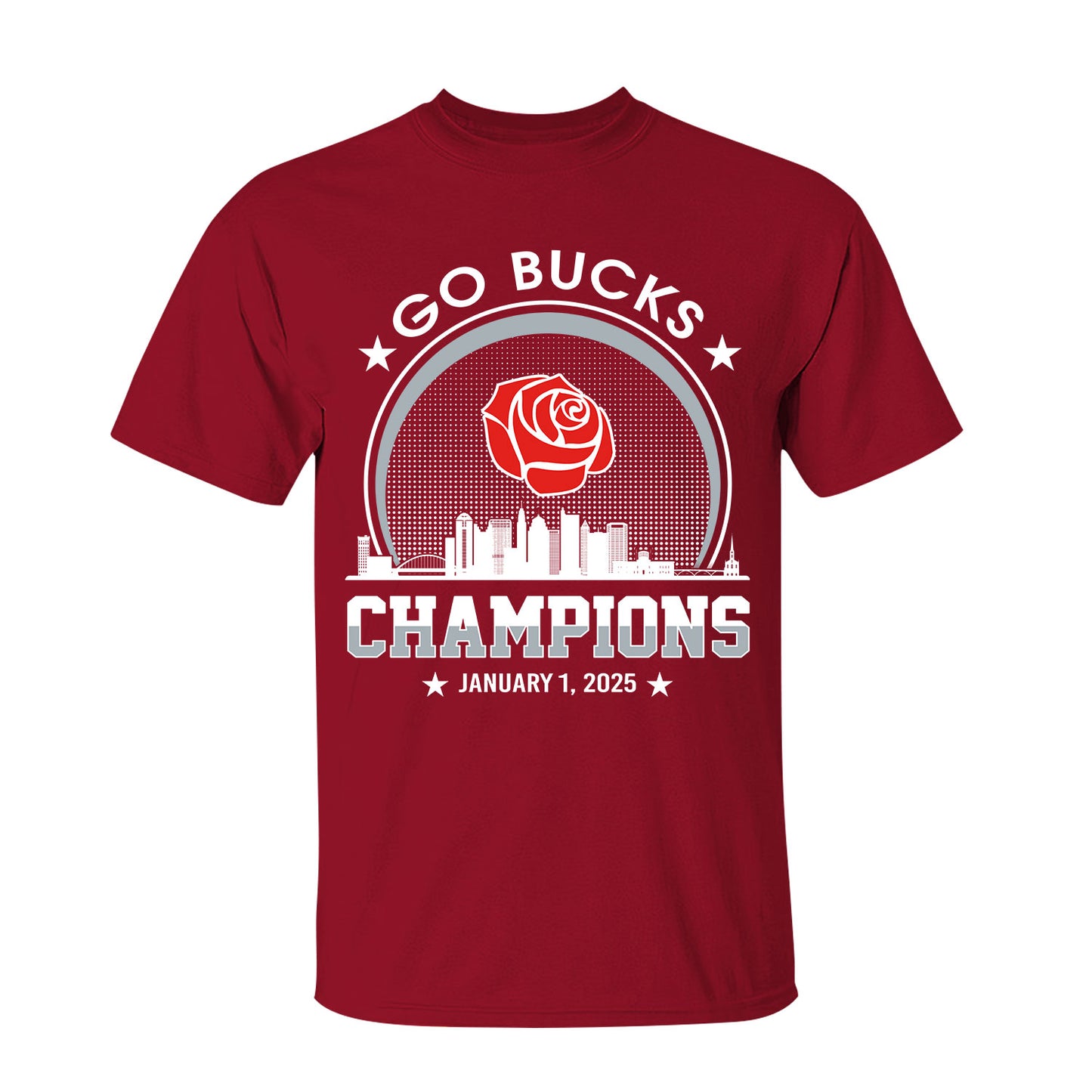 Go Bucks Football 2025 Rose Champions Skyline Long Sleeve Shirt, 2025 Rose Champs Long Sleeve Shirt For Go Bucks Football Fans