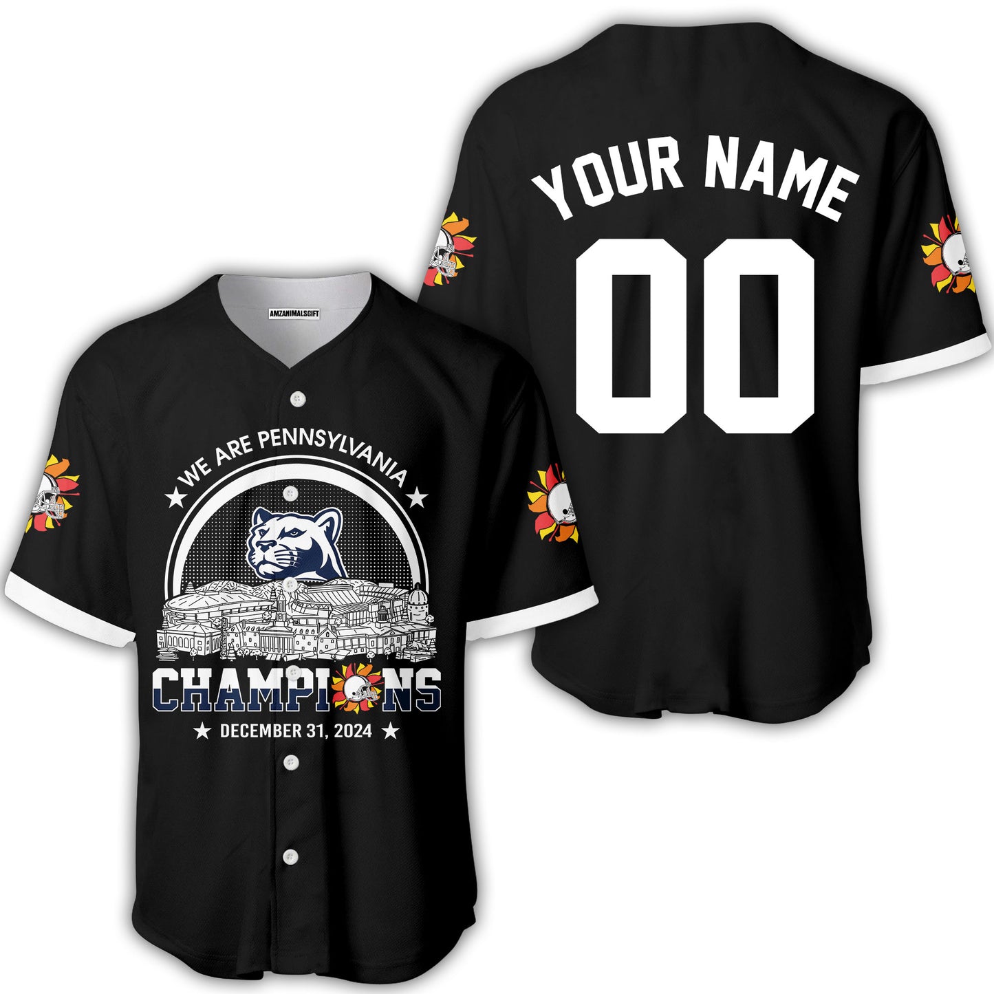 We Are Pennsylvania Football 2024 Fiesta Champions Skyline Custom Baseball Jersey, 2024 Fiesta Champs 2 Sided Custom Baseball Jersey Shirts
