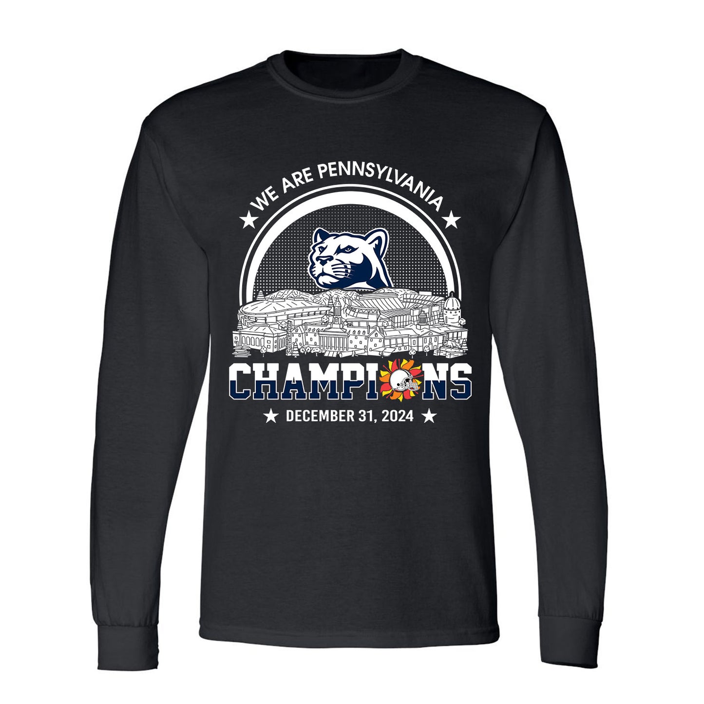 We Are Pennsylvania Football 2024 Fiesta Champions Skyline Long Sleeve Shirt, 2024 Fiesta Champs Long Sleeve Shirt For Pennsylvania Football Fans