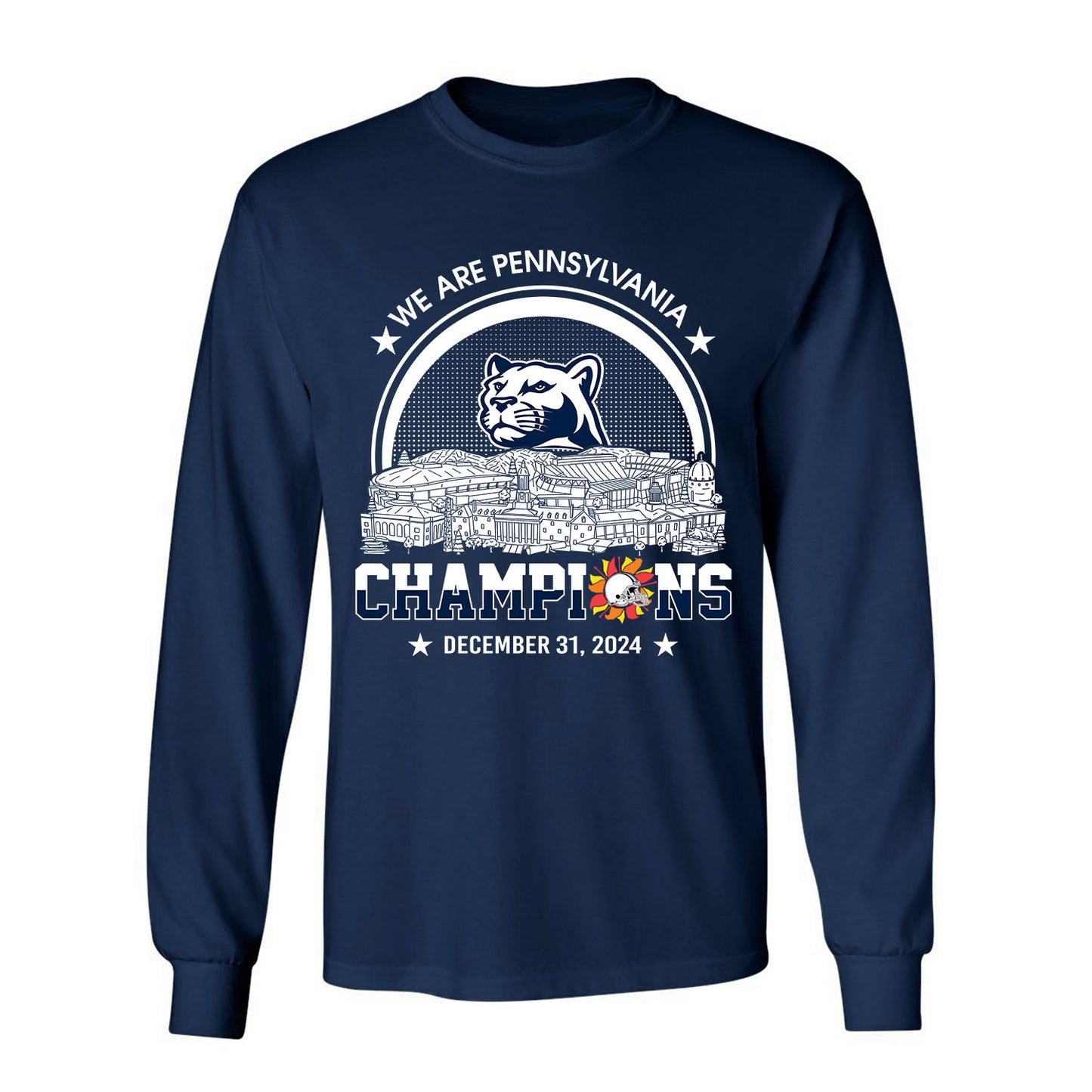We Are Pennsylvania Football 2024 Fiesta Champions Skyline Long Sleeve Shirt, 2024 Fiesta Champs Long Sleeve Shirt For Pennsylvania Football Fans