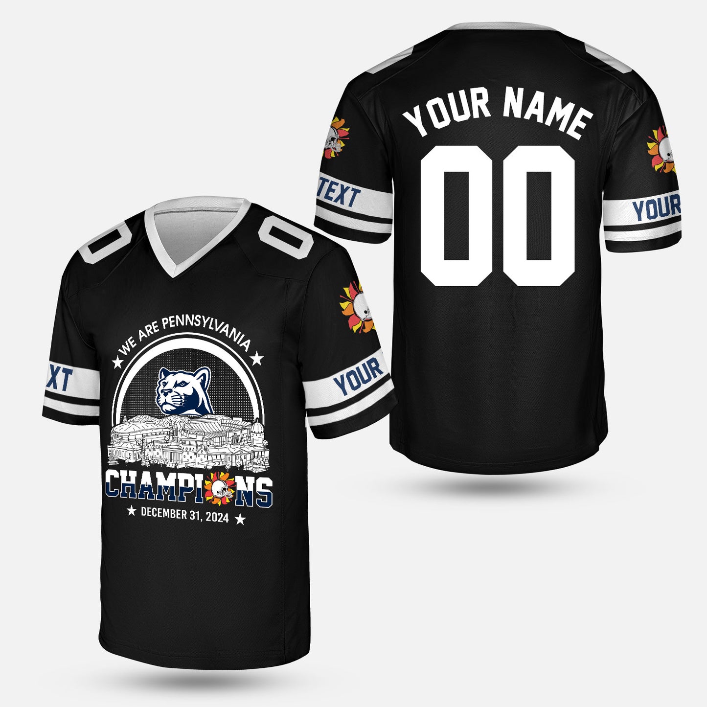 We Are Pennsylvania Football 2024 Fiesta Champions Skyline Custom Baseball Jersey, 2024 Fiesta Champs 2 Sided Custom Baseball Jersey Shirts