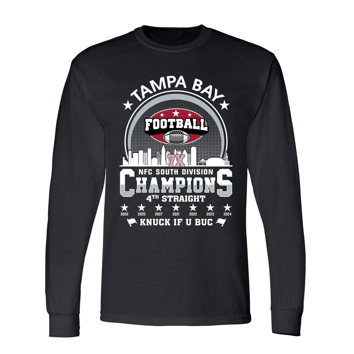 Tampa Bay Football 2024 NFC South Division Champions Skyline Shirts, 2024 NFC South Champs Apparel For Tampa Bay Football Fans