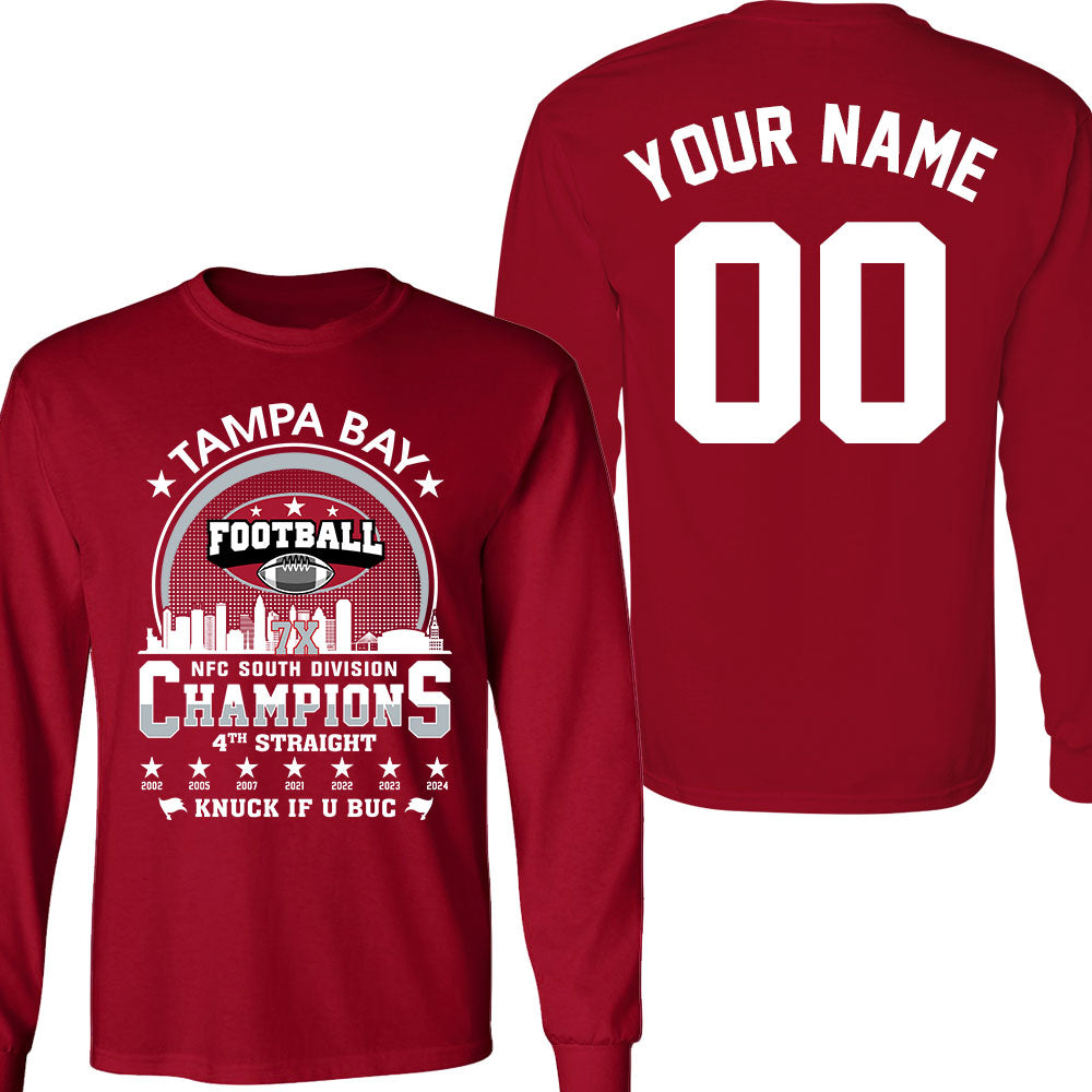 Tampa Bay Football 2024 NFC South Division Champions Skyline Double Sided Shirts, 2024 NFC South Champs 2 Sided Custom Shirts