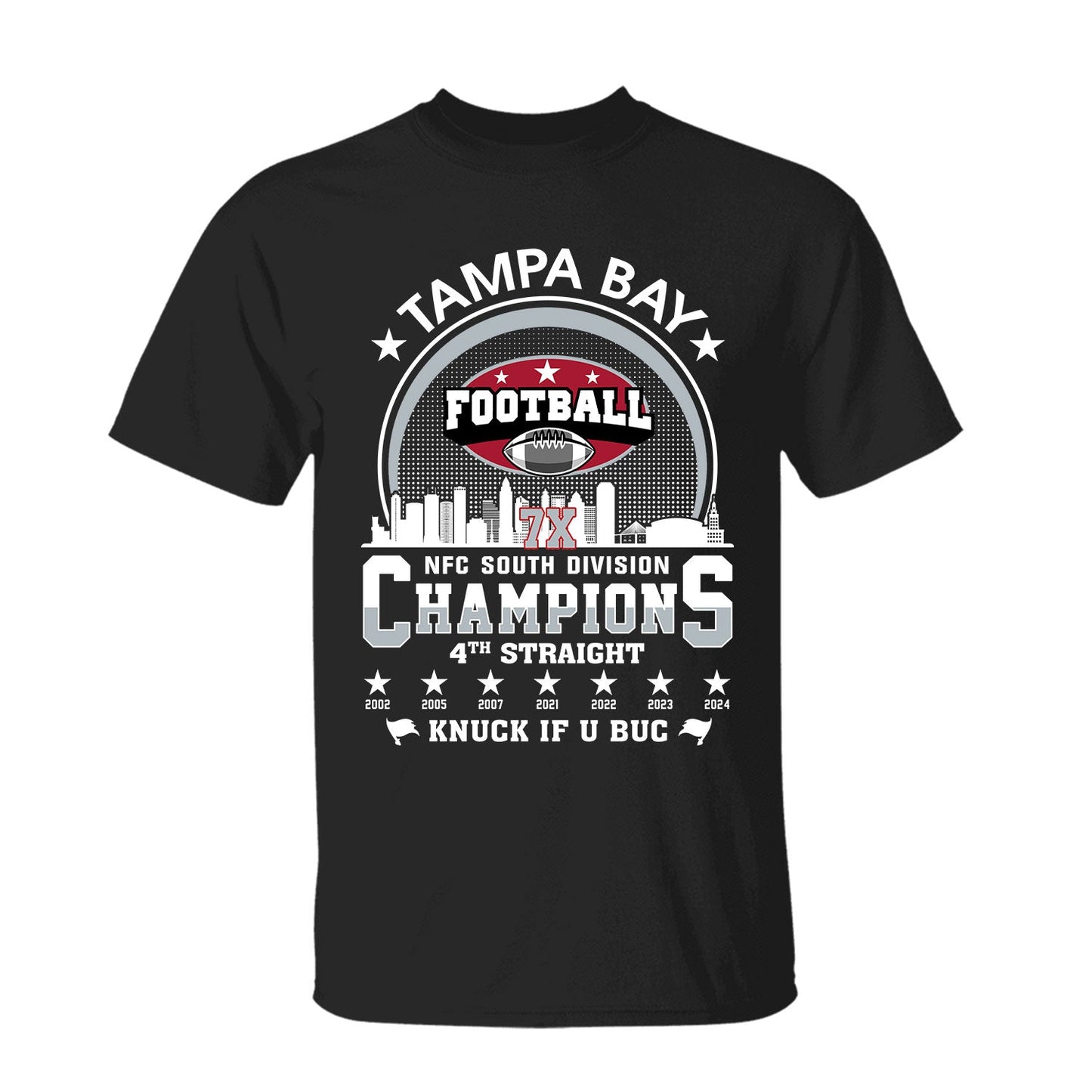 Tampa Bay Football 2024 NFC South Division Champions Skyline Shirts, 2024 NFC South Champs Apparel For Tampa Bay Football Fans