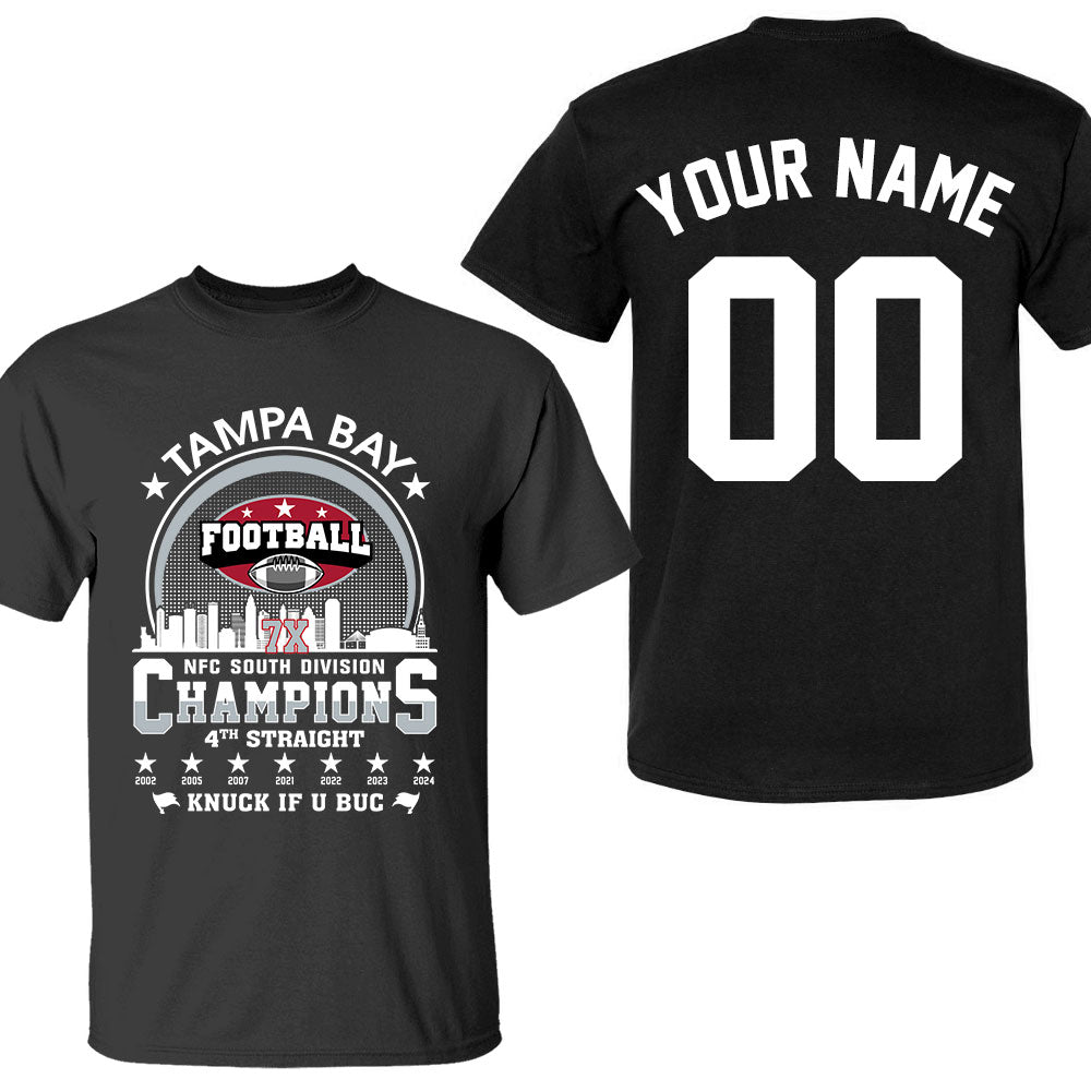 Tampa Bay Football 2024 NFC South Division Champions Skyline Double Sided Long Sleeve Shirt, 2024 NFC South Champs 2 Sided Custom Long Sleeve Shirts