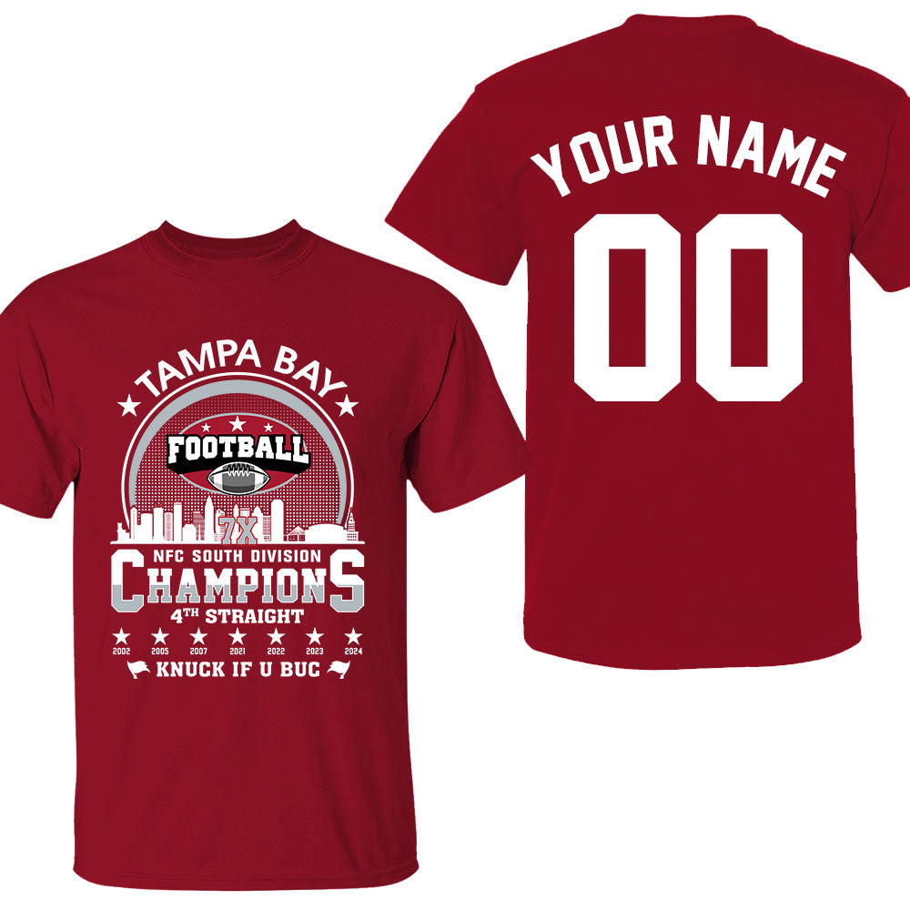 Tampa Bay Football 2024 NFC South Division Champions Skyline Double Sided Long Sleeve Shirt, 2024 NFC South Champs 2 Sided Custom Long Sleeve Shirts
