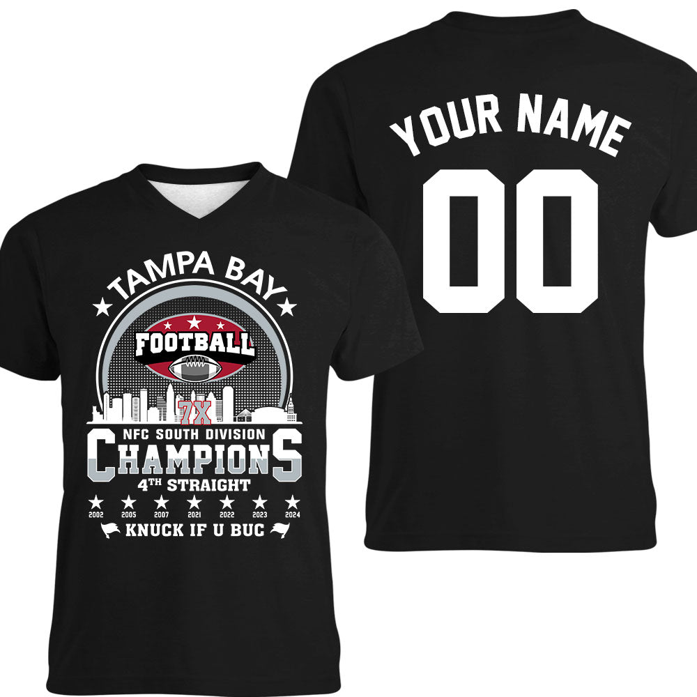 Tampa Bay Football 2024 NFC South Division Champions Skyline Double Sided Long Sleeve Shirt, 2024 NFC South Champs 2 Sided Custom Long Sleeve Shirts