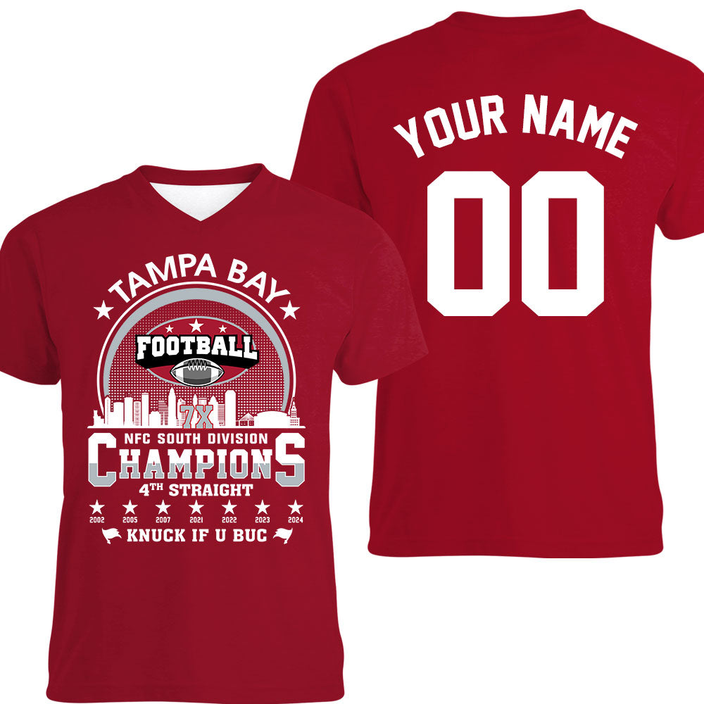 Tampa Bay Football 2024 NFC South Division Champions Skyline Double Sided Long Sleeve Shirt, 2024 NFC South Champs 2 Sided Custom Long Sleeve Shirts