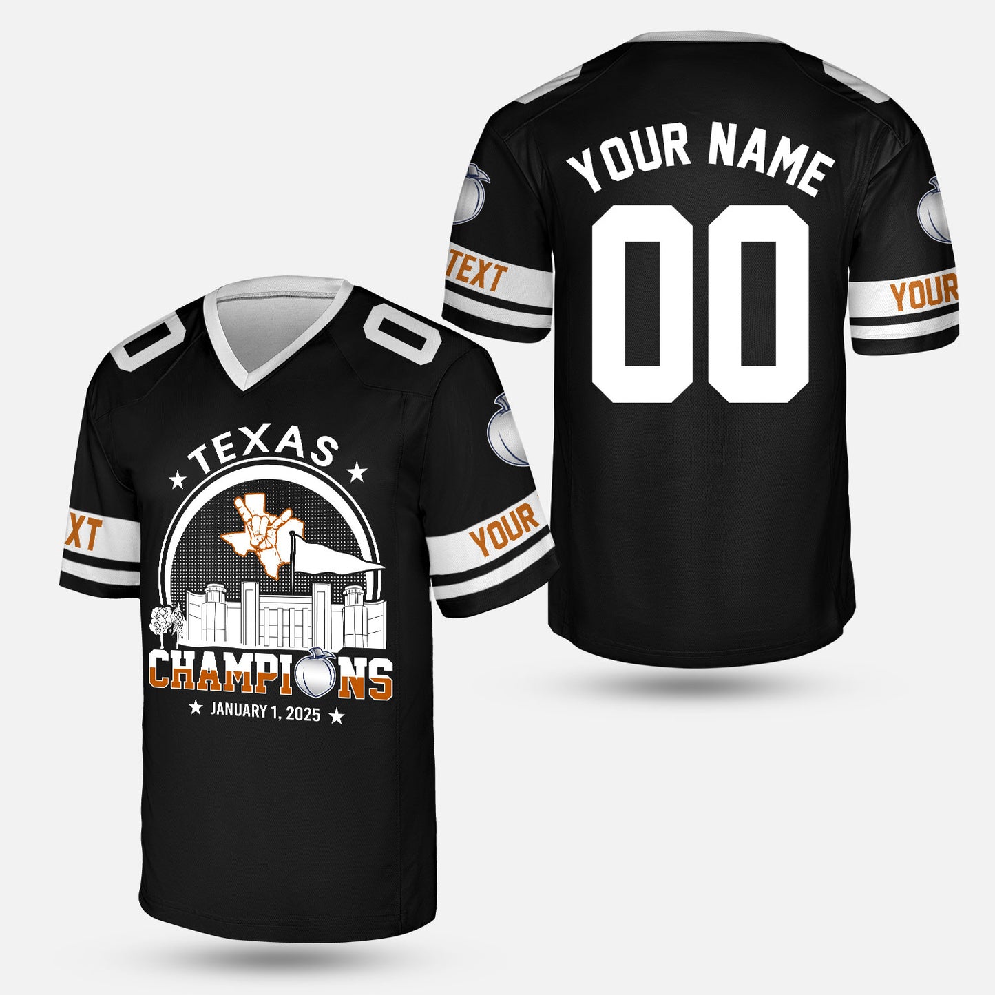 Texas Football 2025 Peach Champions Skyline Custom Double Sided Hoodie Sweatshirt, 2025 Peach Champs 2 Sided Custom Hoodie Sweatshirt