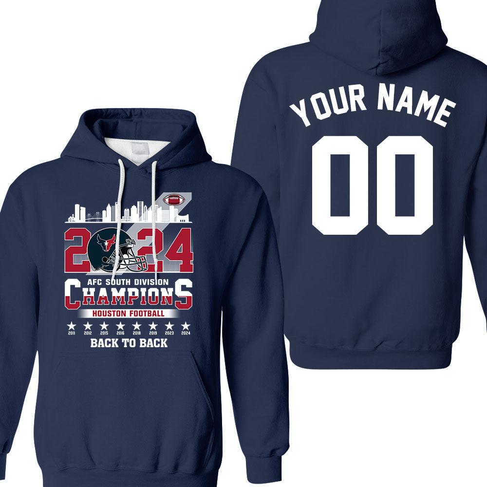 Houston American Football 2024 AFC South Champions double sided Shirts & Tops, Houston Football 2024 Division Champions 2 Sided Shirts