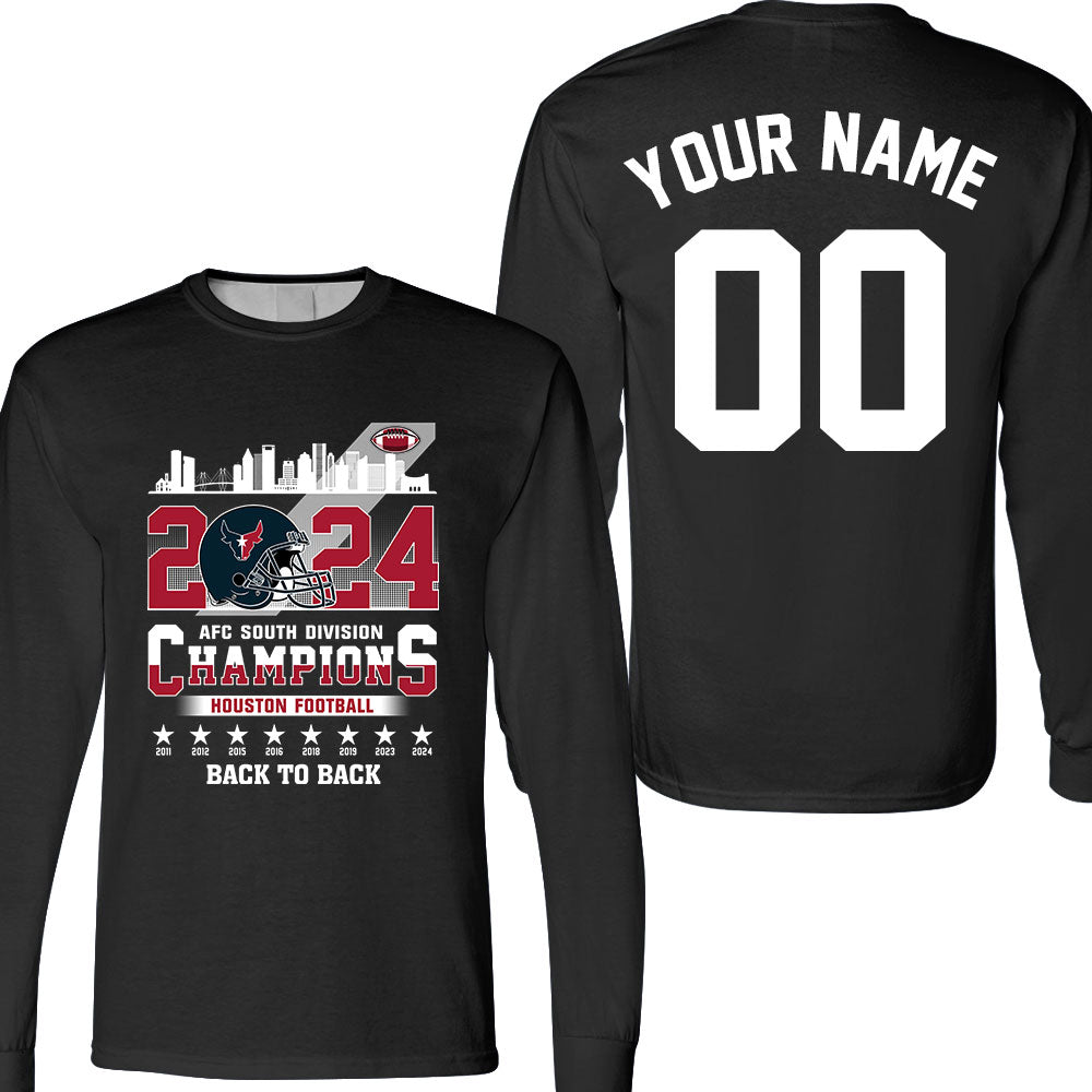 Houston American Football 2024 AFC South Champions double sided Shirts & Tops, Houston Football 2024 Division Champions 2 Sided Shirts