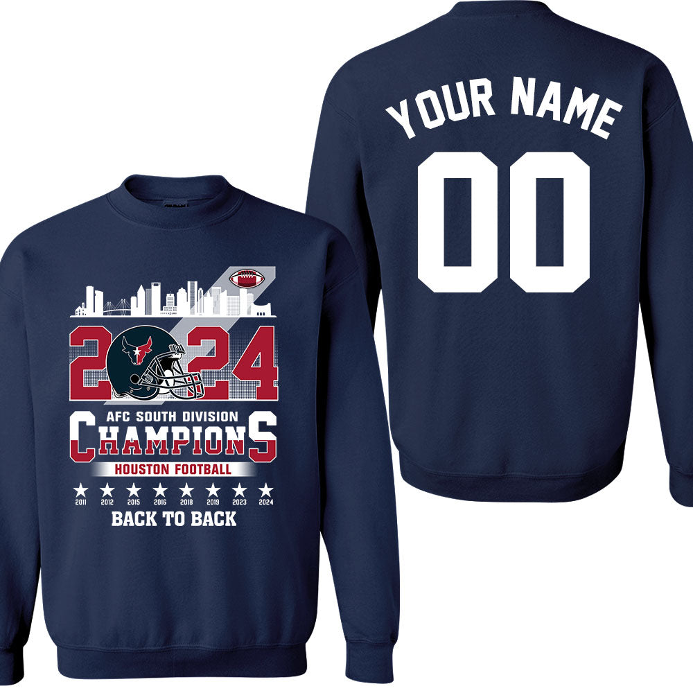 Houston American Football 2024 AFC South Champions double sided Shirts & Tops, Houston Football 2024 Division Champions 2 Sided Shirts