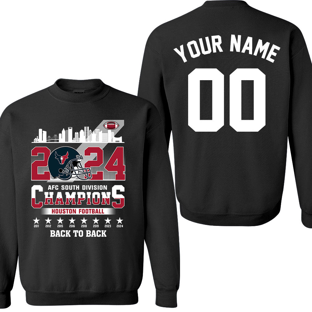 Houston American Football 2024 AFC South Champions double sided Shirts & Tops, Houston Football 2024 Division Champions 2 Sided Shirts