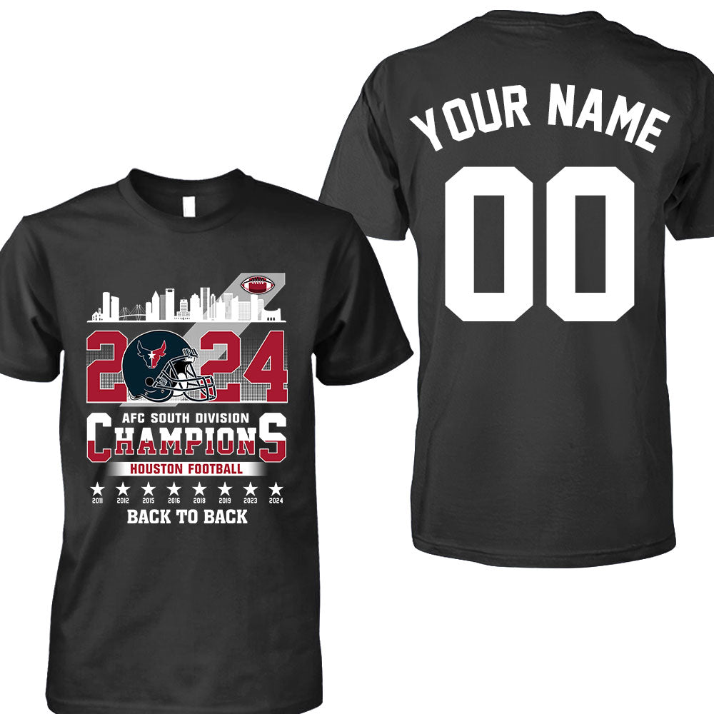 Houston American Football 2024 AFC South Champions double sided Shirts & Tops, Houston Football 2024 Division Champions 2 Sided Shirts