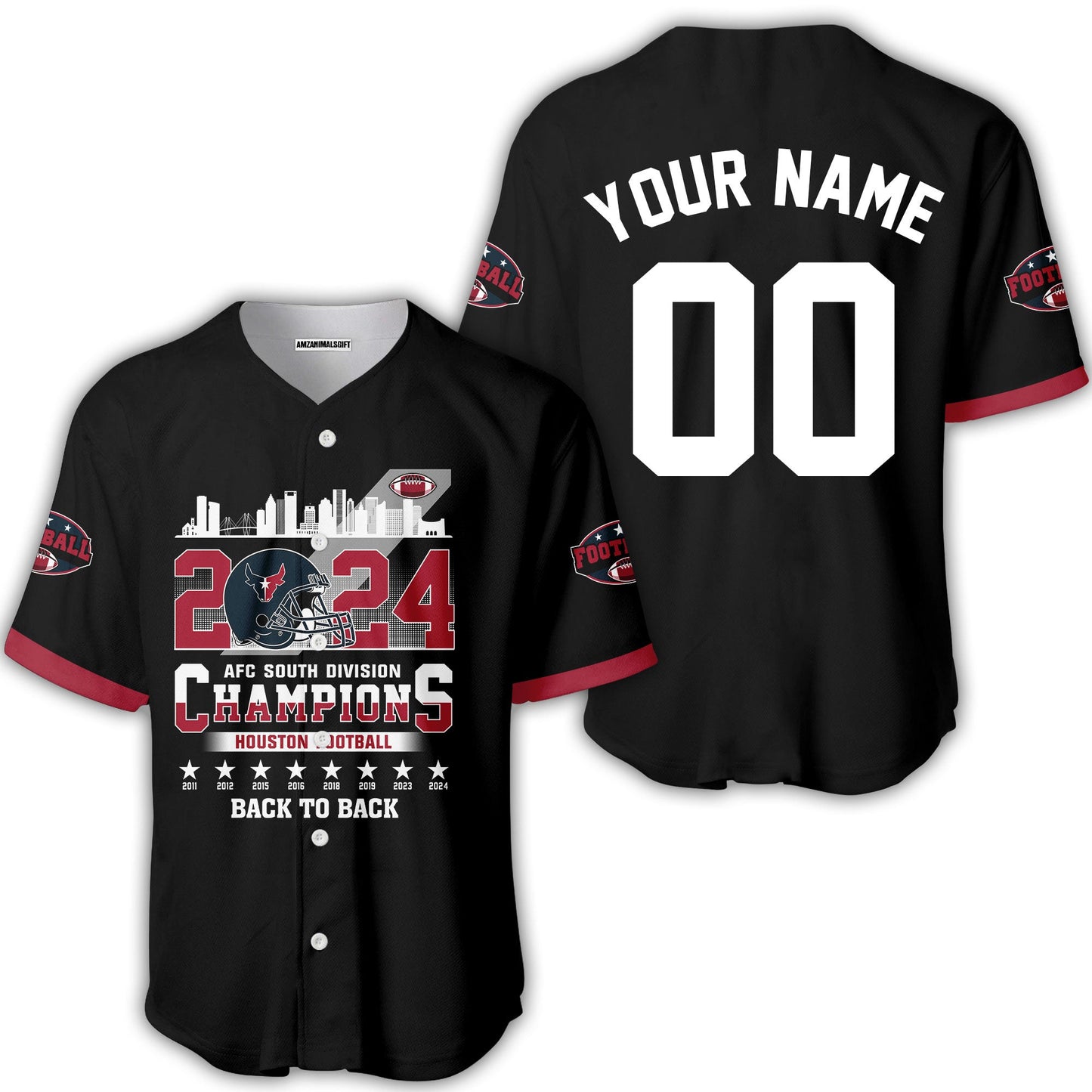 Houston American Football 2024 AFC South Champions Custom Shirts & Tops, Houston Football 2024 Division Champion Custom Shirts
