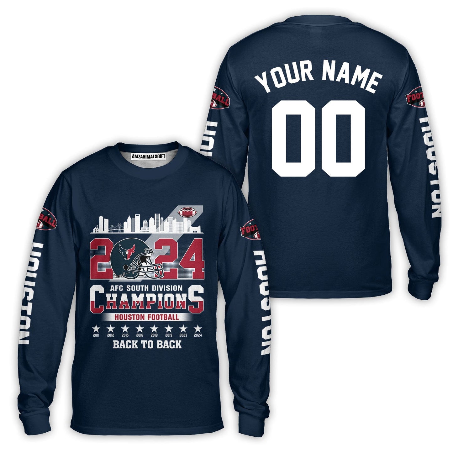 Houston American Football 2024 AFC South Champions Custom Hoodie Shirts, Custom Houston Football Division Champion Hoodie Shirt