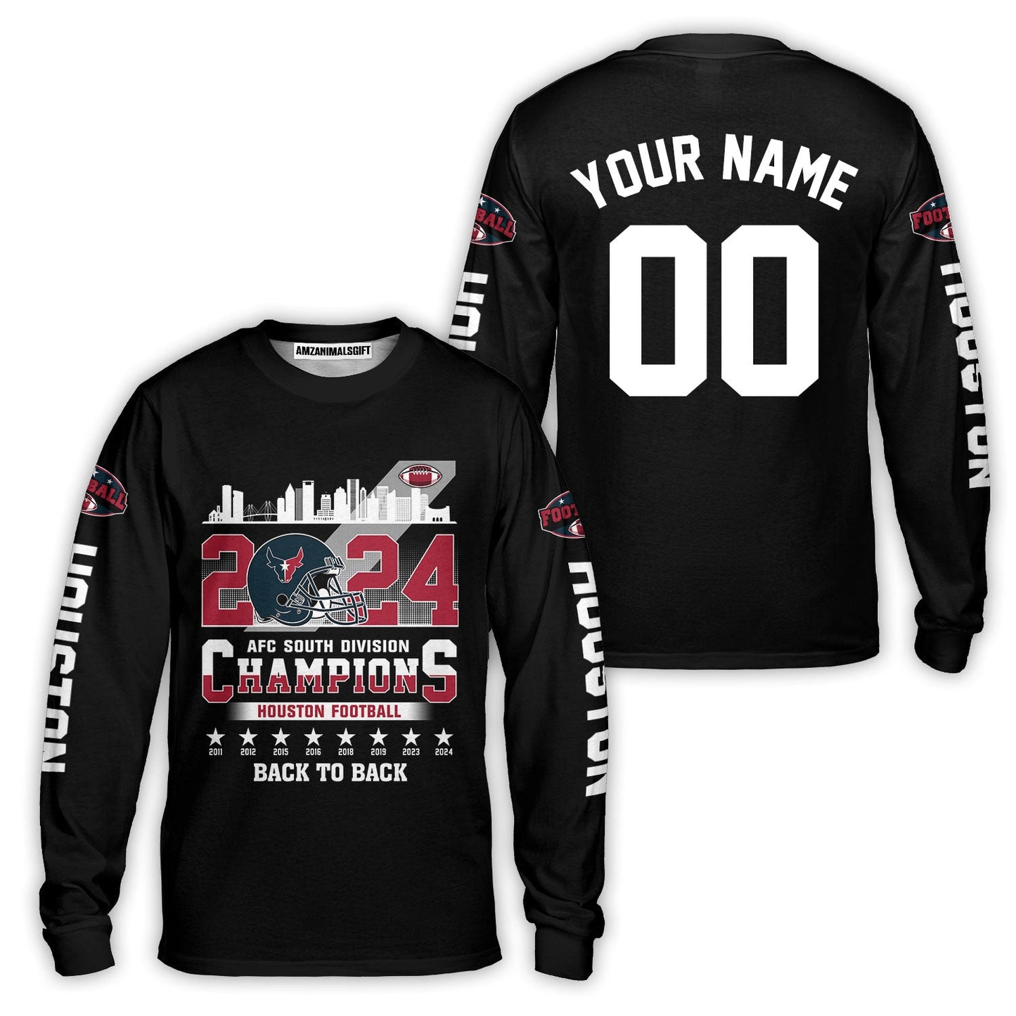 Houston American Football 2024 AFC South Champions Custom Hoodie Shirts, Custom Houston Football Division Champion Hoodie Shirt