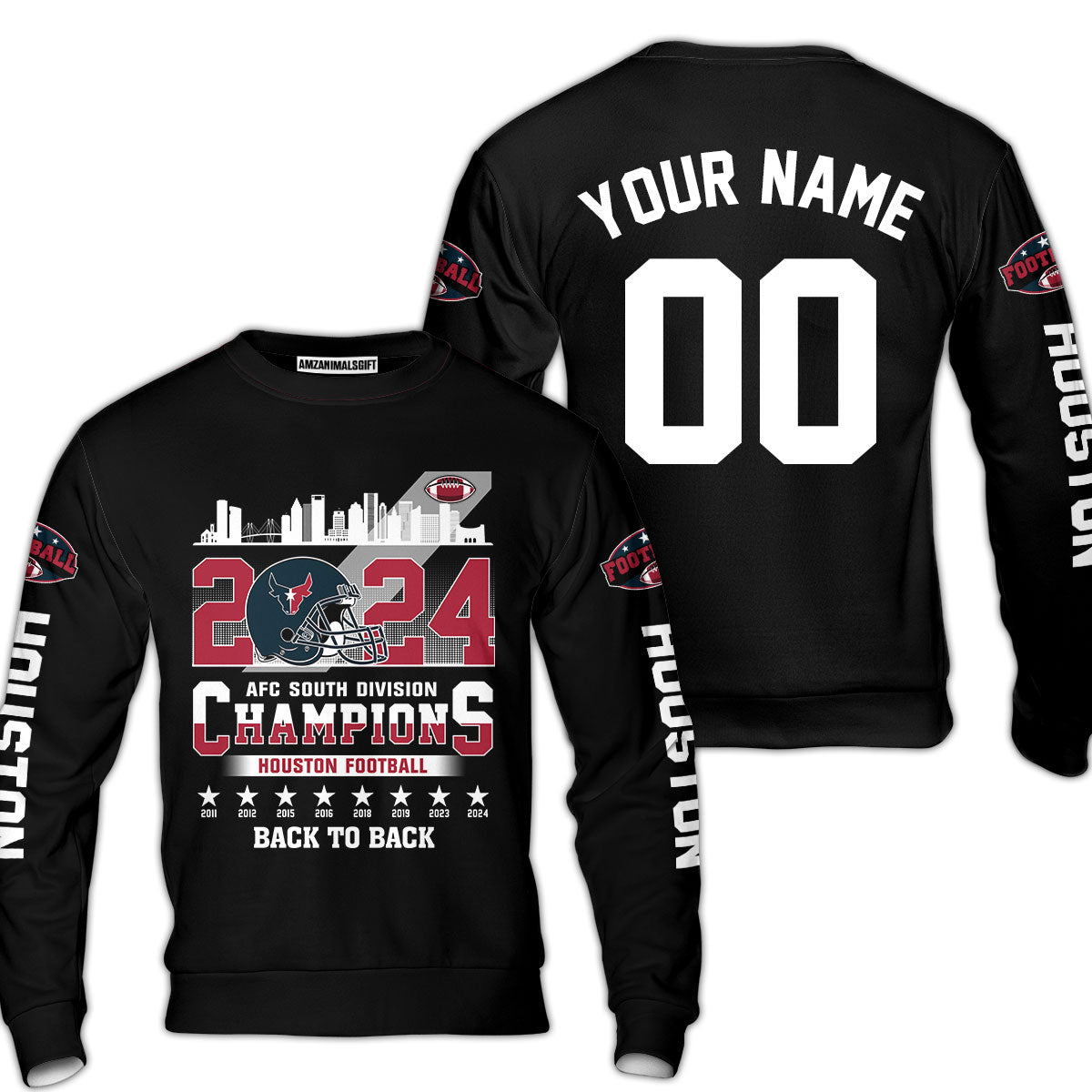 Houston American Football 2024 AFC South Champions Custom Hoodie Shirts, Custom Houston Football Division Champion Hoodie Shirt