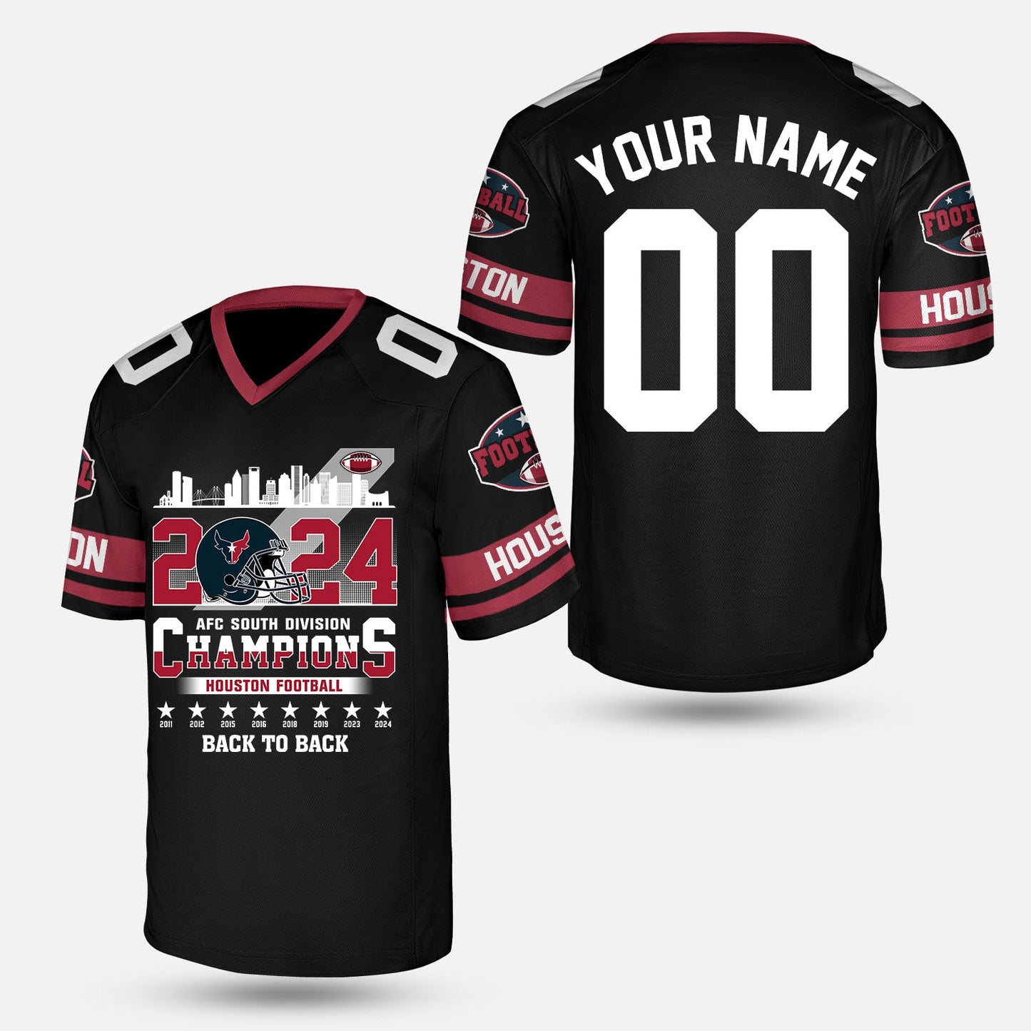 Houston American Football 2024 AFC South Champions Custom Shirts & Tops, Houston Football 2024 Division Champion Custom Shirts