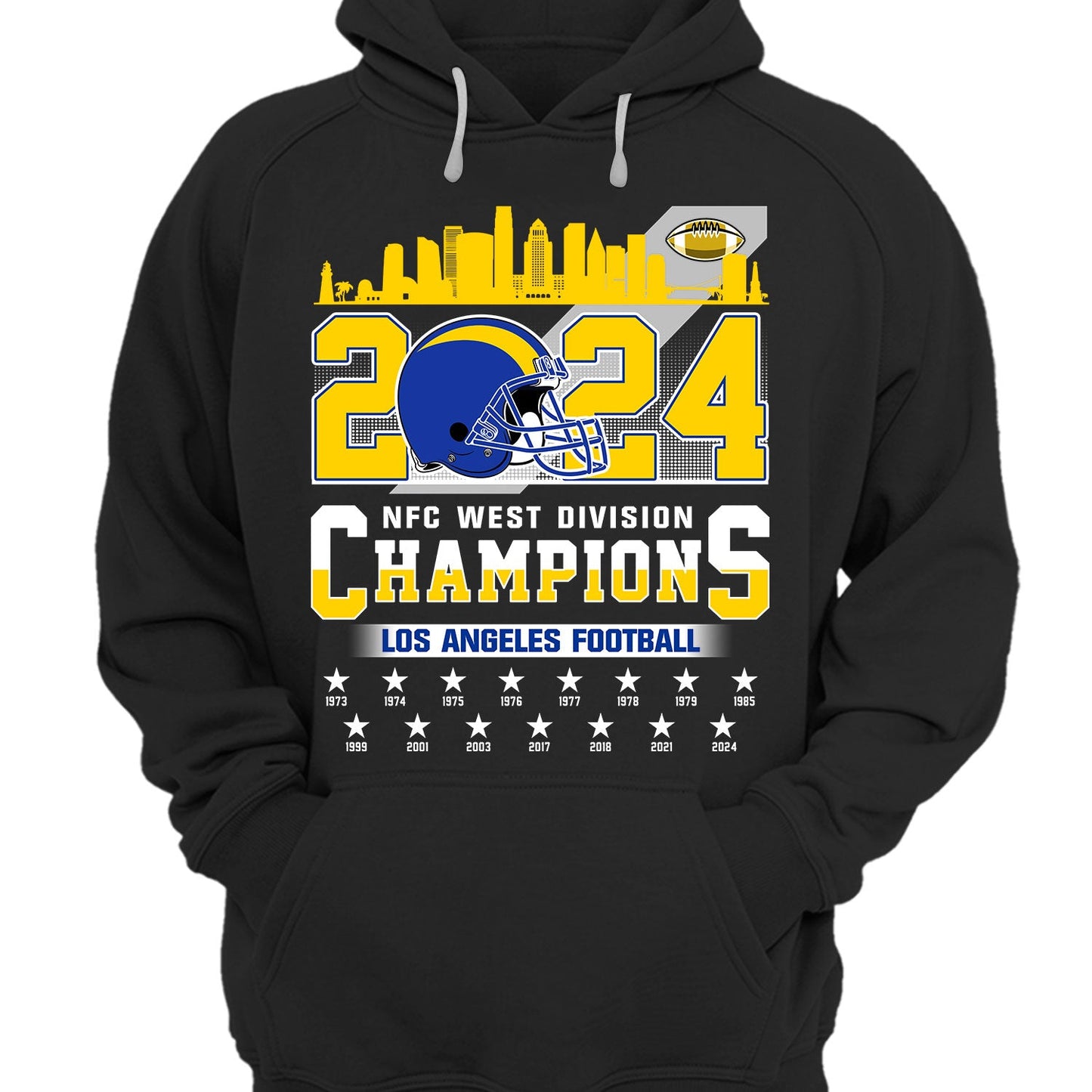 2024 Los Angeles Football NFC West Division Champions Skyline Shirts, 2024 NFC West Champs Apparel For Los Angeles Football Fans