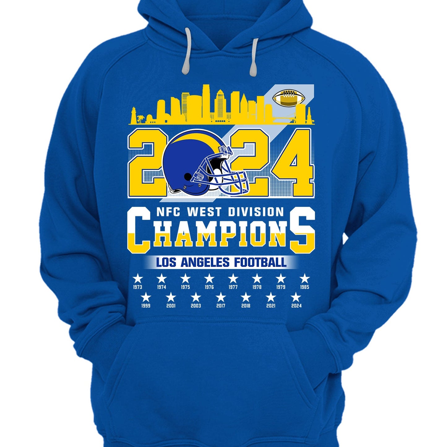 2024 Los Angeles Football NFC West Division Champions Skyline Shirts, 2024 NFC West Champs Apparel For Los Angeles Football Fans