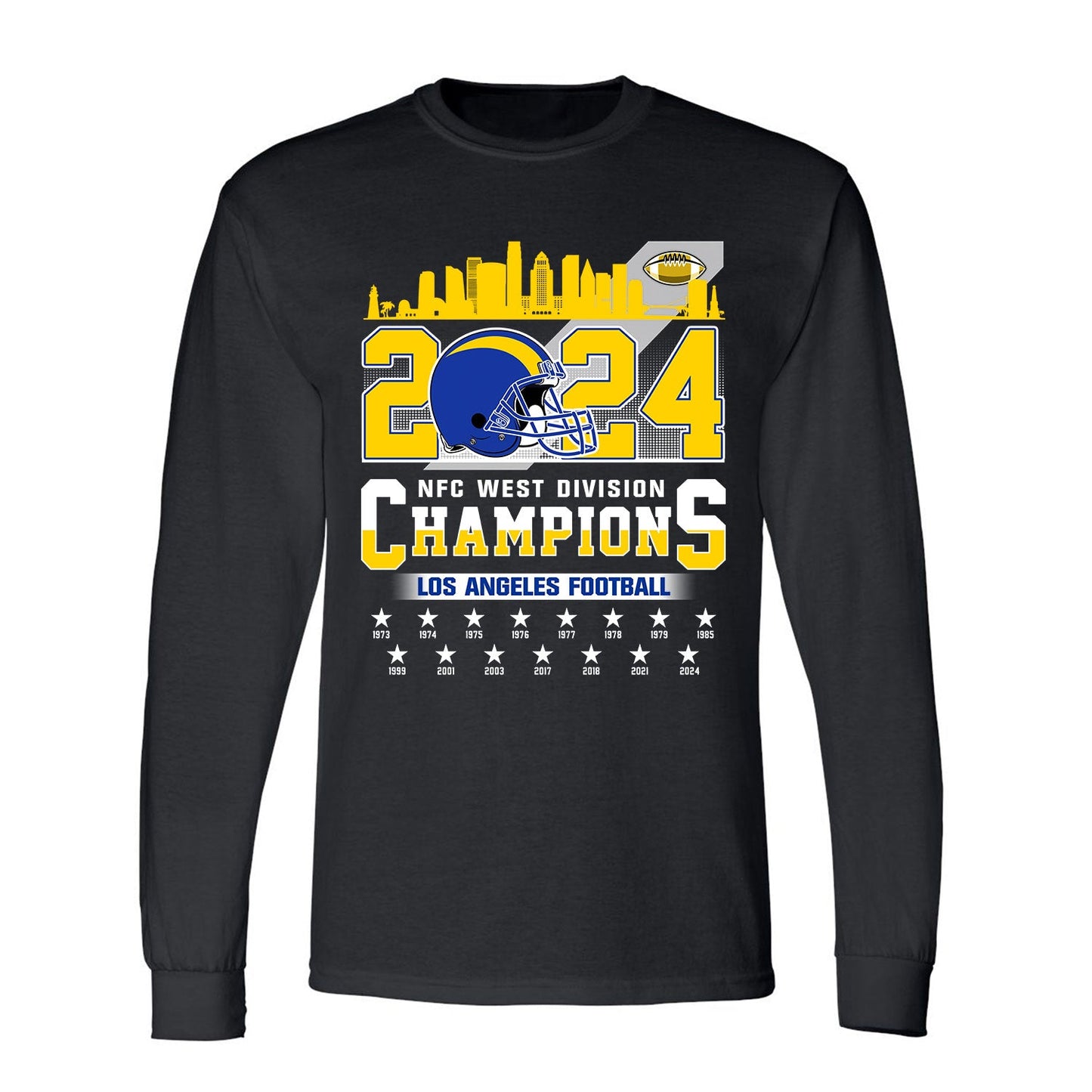 2024 Los Angeles Football NFC West Division Champions Skyline Shirts, 2024 NFC West Champs Apparel For Los Angeles Football Fans