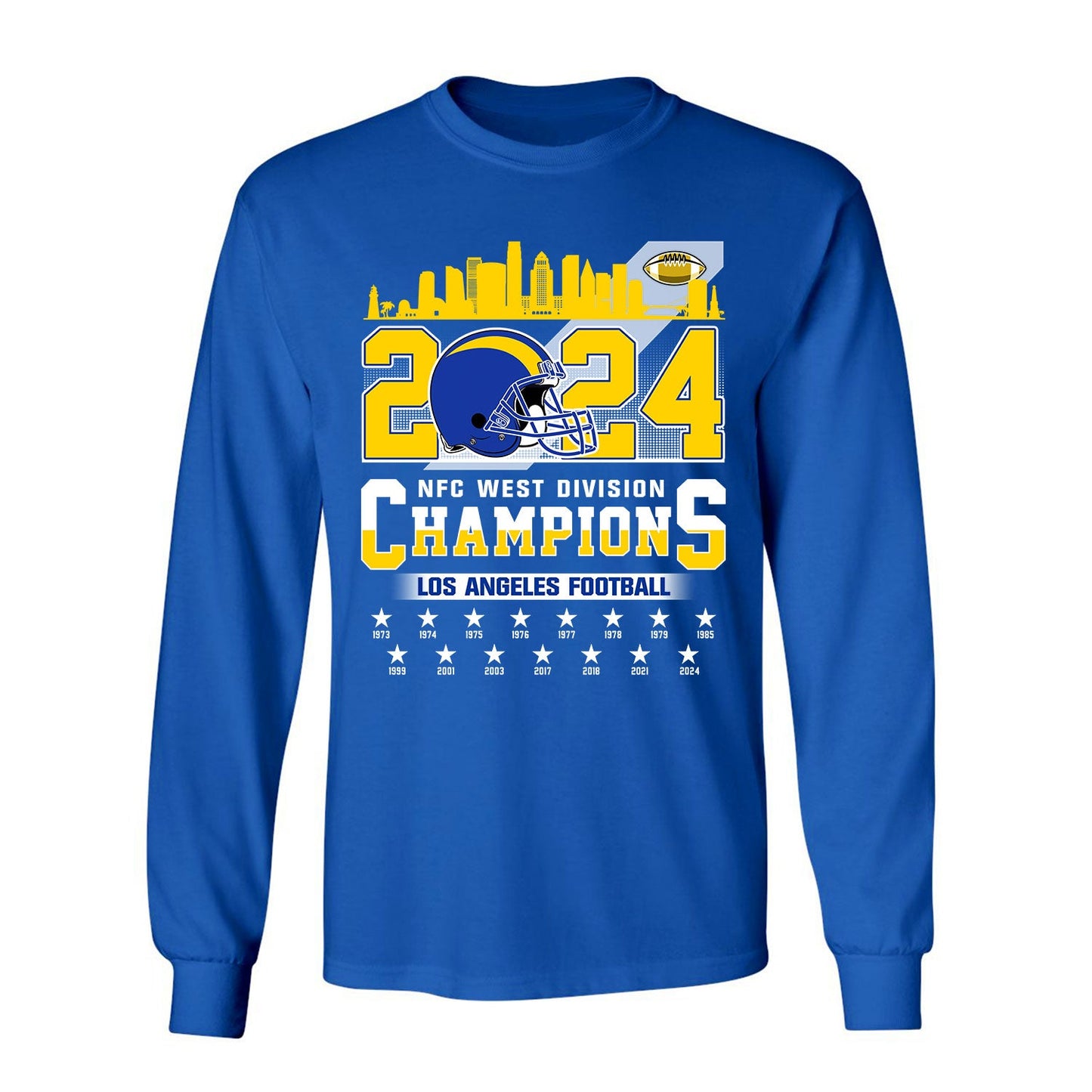 2024 Los Angeles Football NFC West Division Champions Skyline Long Sleeve Shirt, 2024 NFC West Champs Apparel For Los Angeles Football Fans