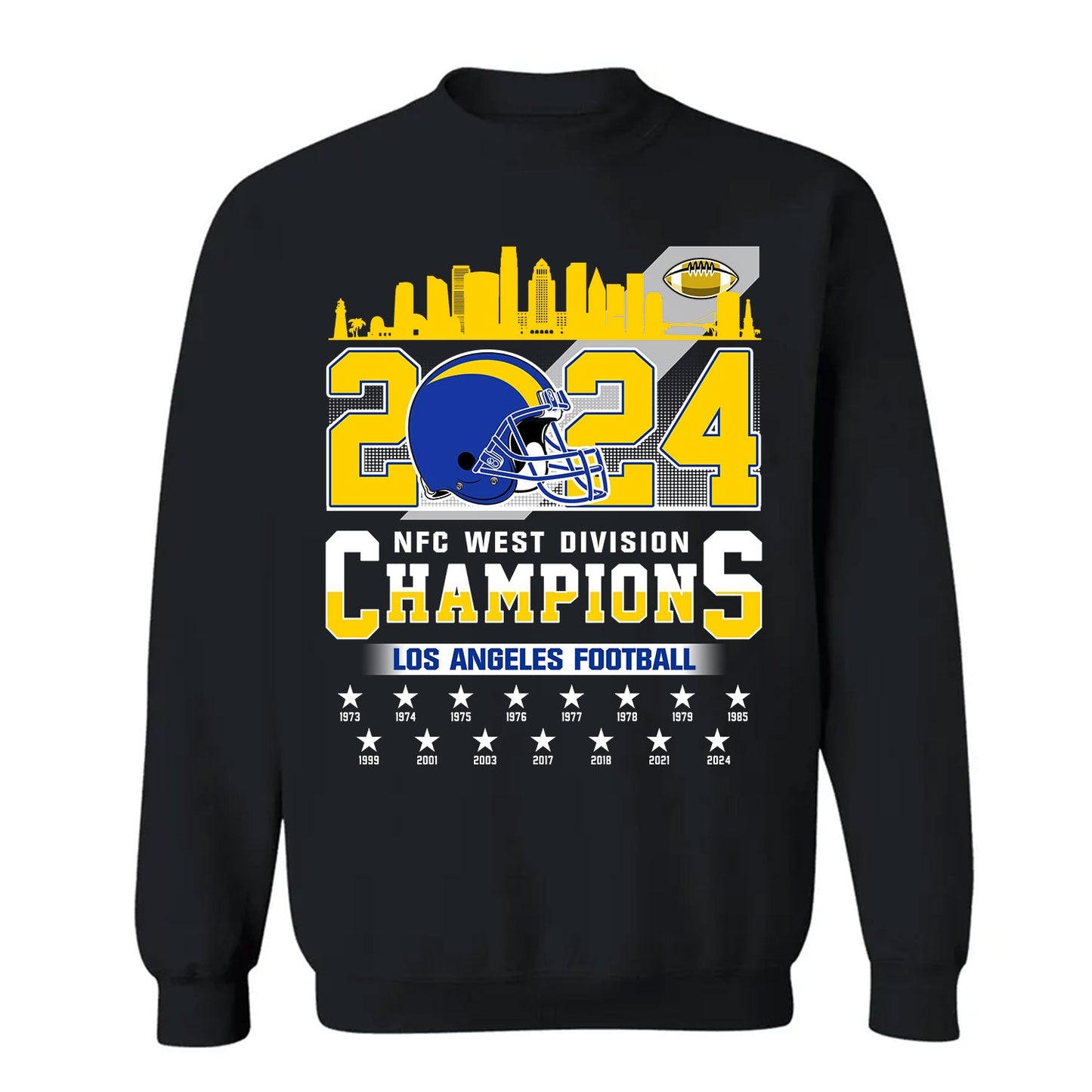 2024 Los Angeles Football NFC West Division Champions Skyline Shirts, 2024 NFC West Champs Apparel For Los Angeles Football Fans