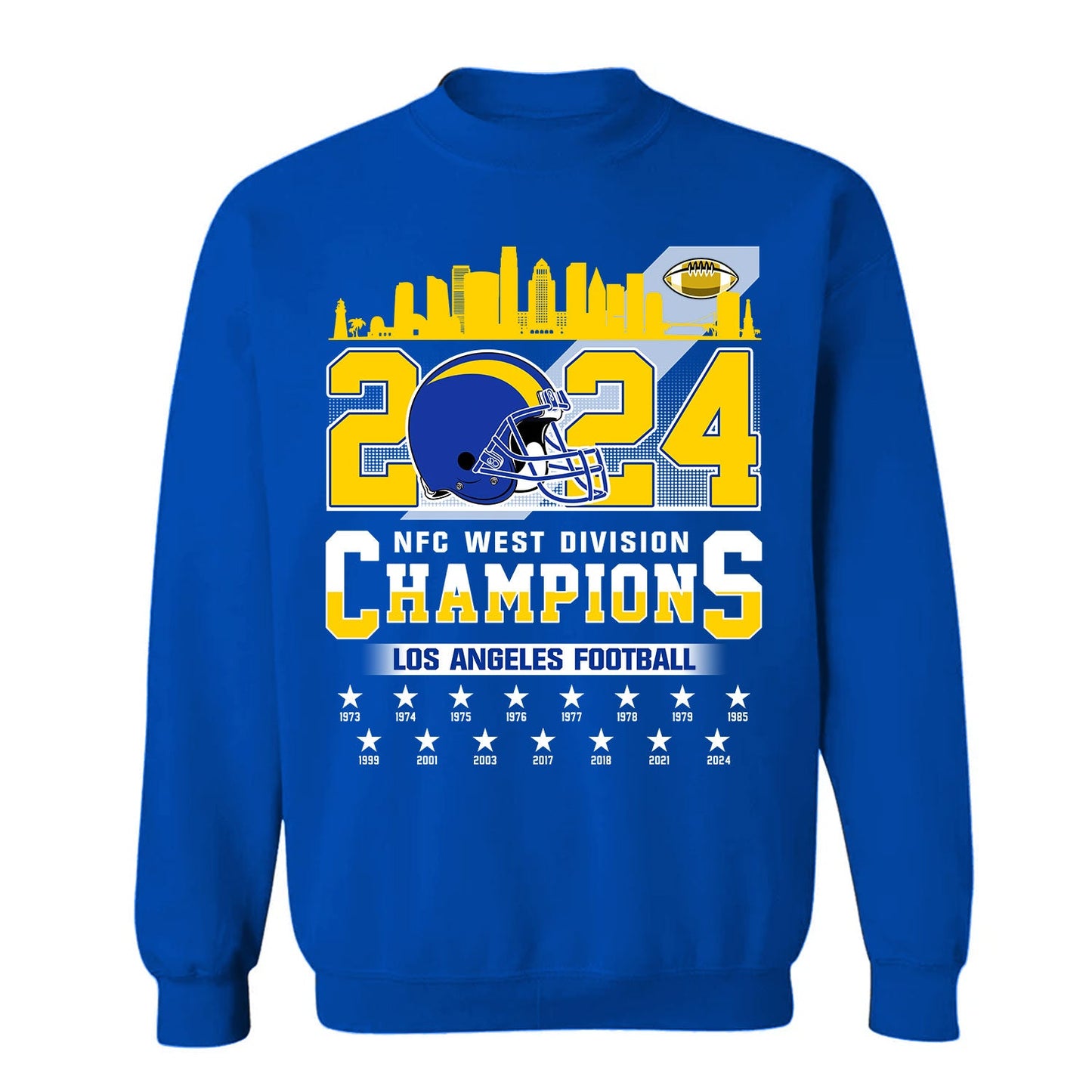 2024 Los Angeles Football NFC West Division Champions Skyline Shirts, 2024 NFC West Champs Apparel For Los Angeles Football Fans