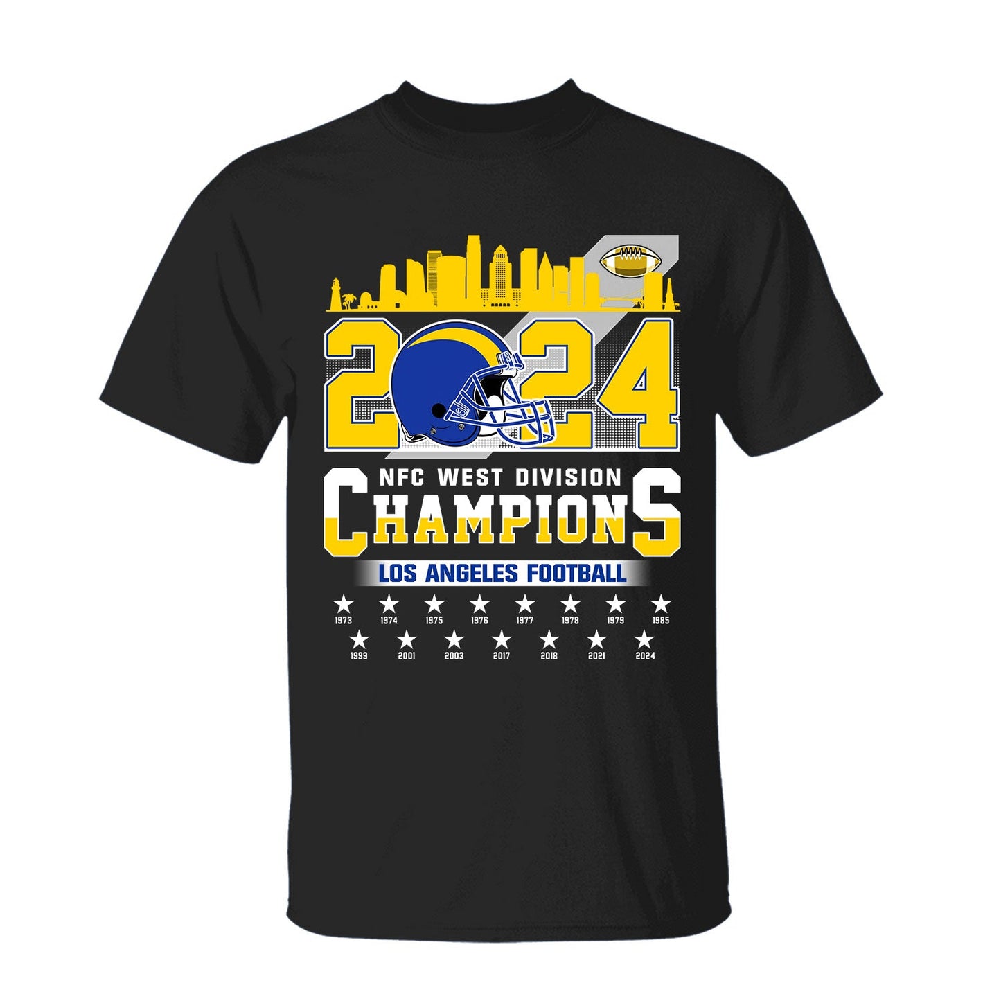 2024 Los Angeles Football NFC West Division Champions Skyline Shirts, 2024 NFC West Champs Apparel For Los Angeles Football Fans