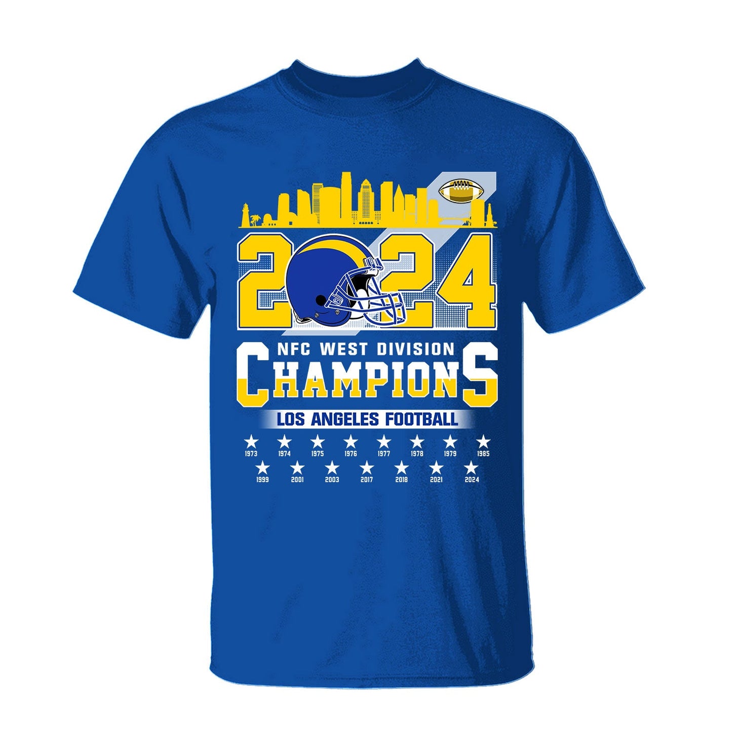 2024 Los Angeles Football NFC West Division Champions Skyline Shirts, 2024 NFC West Champs Apparel For Los Angeles Football Fans