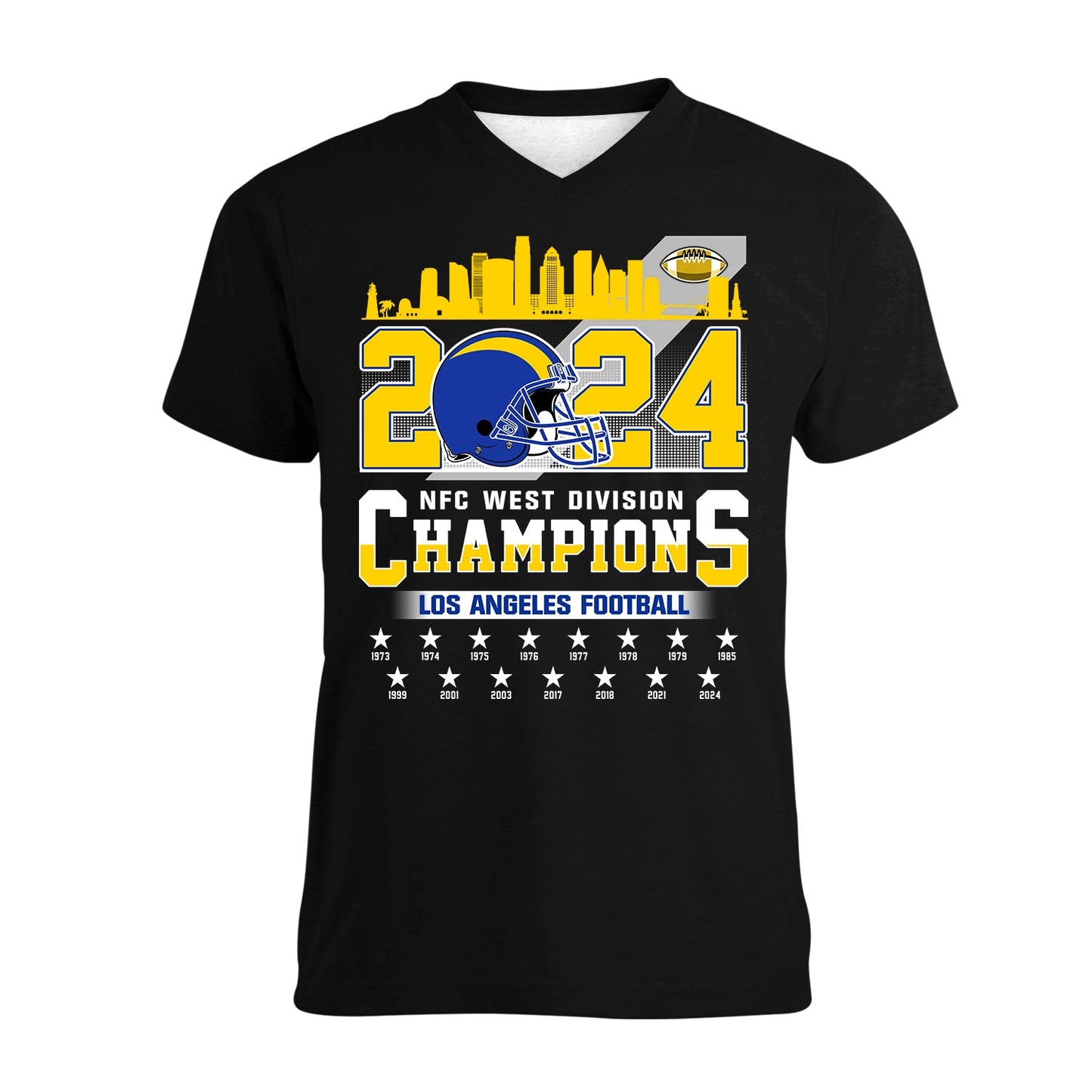 2024 Los Angeles Football NFC West Division Champions Skyline Shirts, 2024 NFC West Champs Apparel For Los Angeles Football Fans