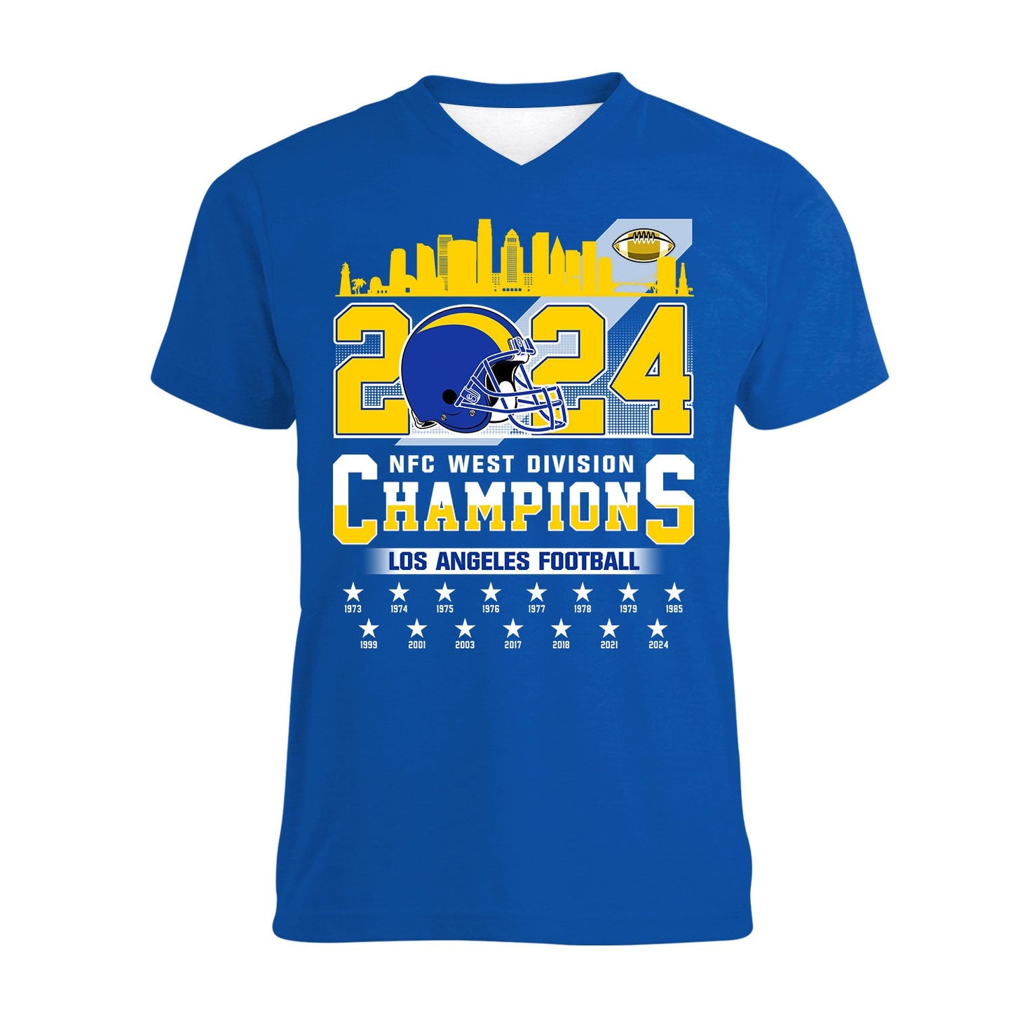 2024 Los Angeles Football NFC West Division Champions Skyline Shirts, 2024 NFC West Champs Apparel For Los Angeles Football Fans