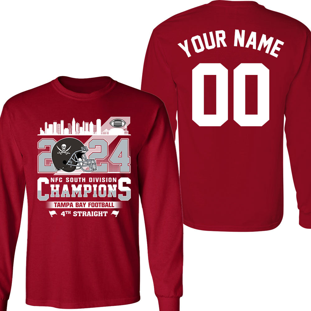 2024 Tampa Bay Football NFC South Division Champions Skyline Double Sided Sweatshirt, 2024 NFC South Champs 2 Sided Custom Sweatshirt