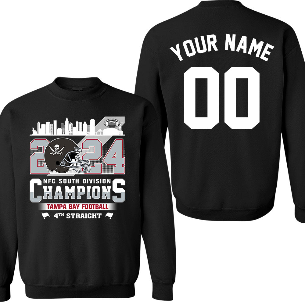 2024 Tampa Bay Football NFC South Division Champions Skyline Double Sided Sweatshirt, 2024 NFC South Champs 2 Sided Custom Sweatshirt