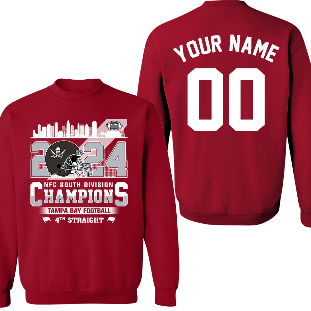 2024 Tampa Bay Football NFC South Division Champions Skyline Double Sided Sweatshirt, 2024 NFC South Champs 2 Sided Custom Sweatshirt
