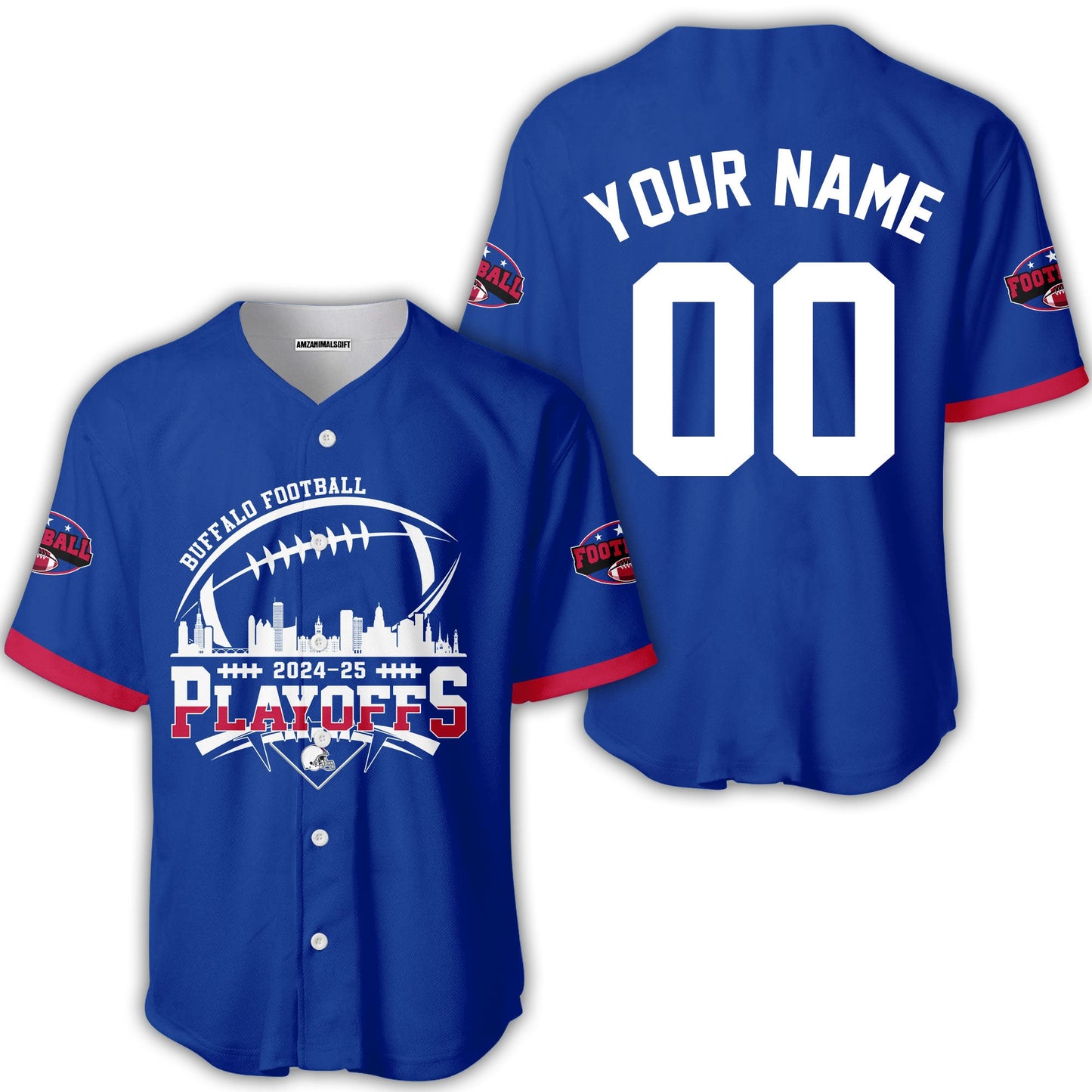 Buffalo American Football 2024-25 Playoffs Skyline Custom Long Sleeve Shirt, Playoffs Buffalo Football Game Day Custom 2 Sided Long Sleeve Shirt