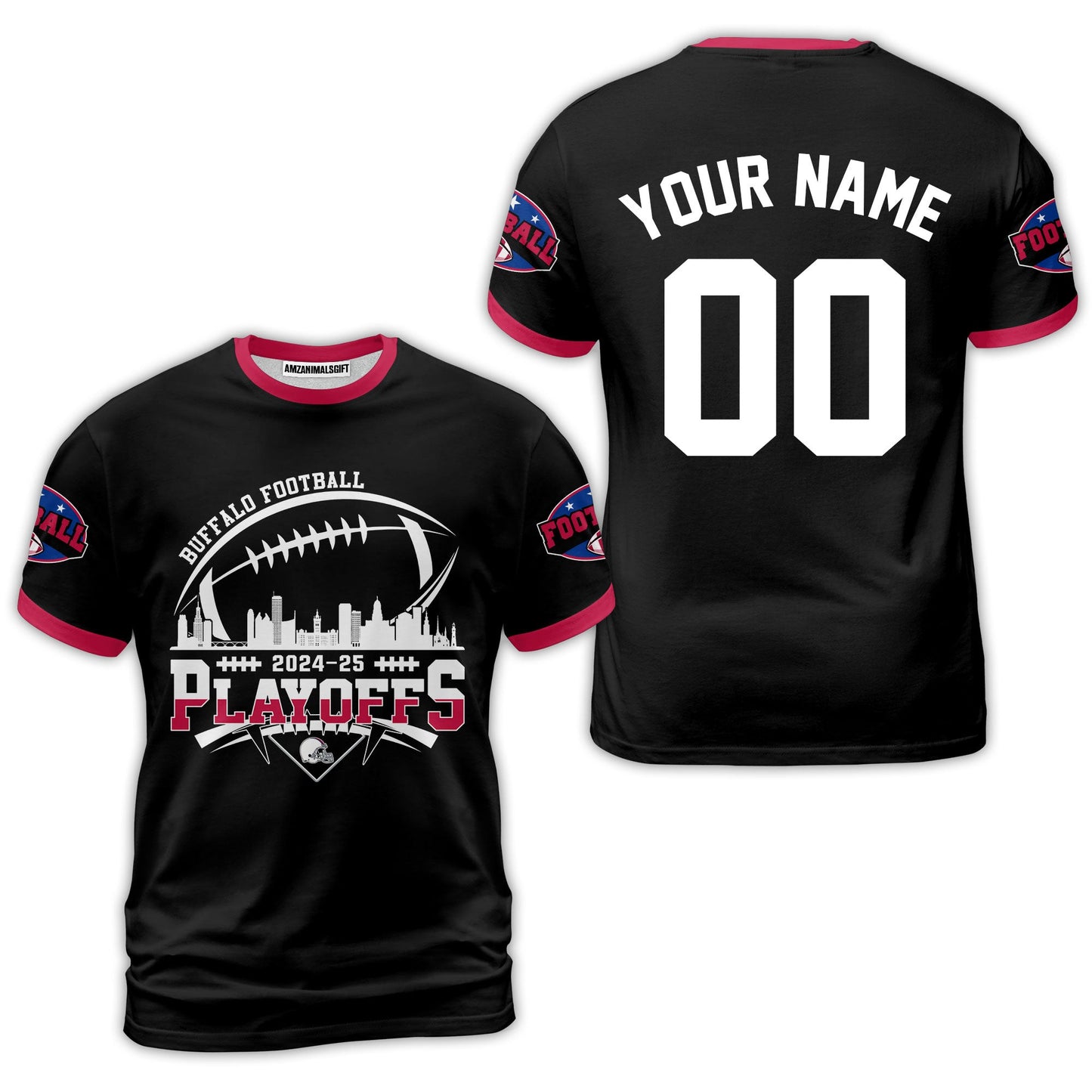 Buffalo American Football 2024-25 Playoffs Skyline Custom Long Sleeve Shirt, Playoffs Buffalo Football Game Day Custom 2 Sided Long Sleeve Shirt