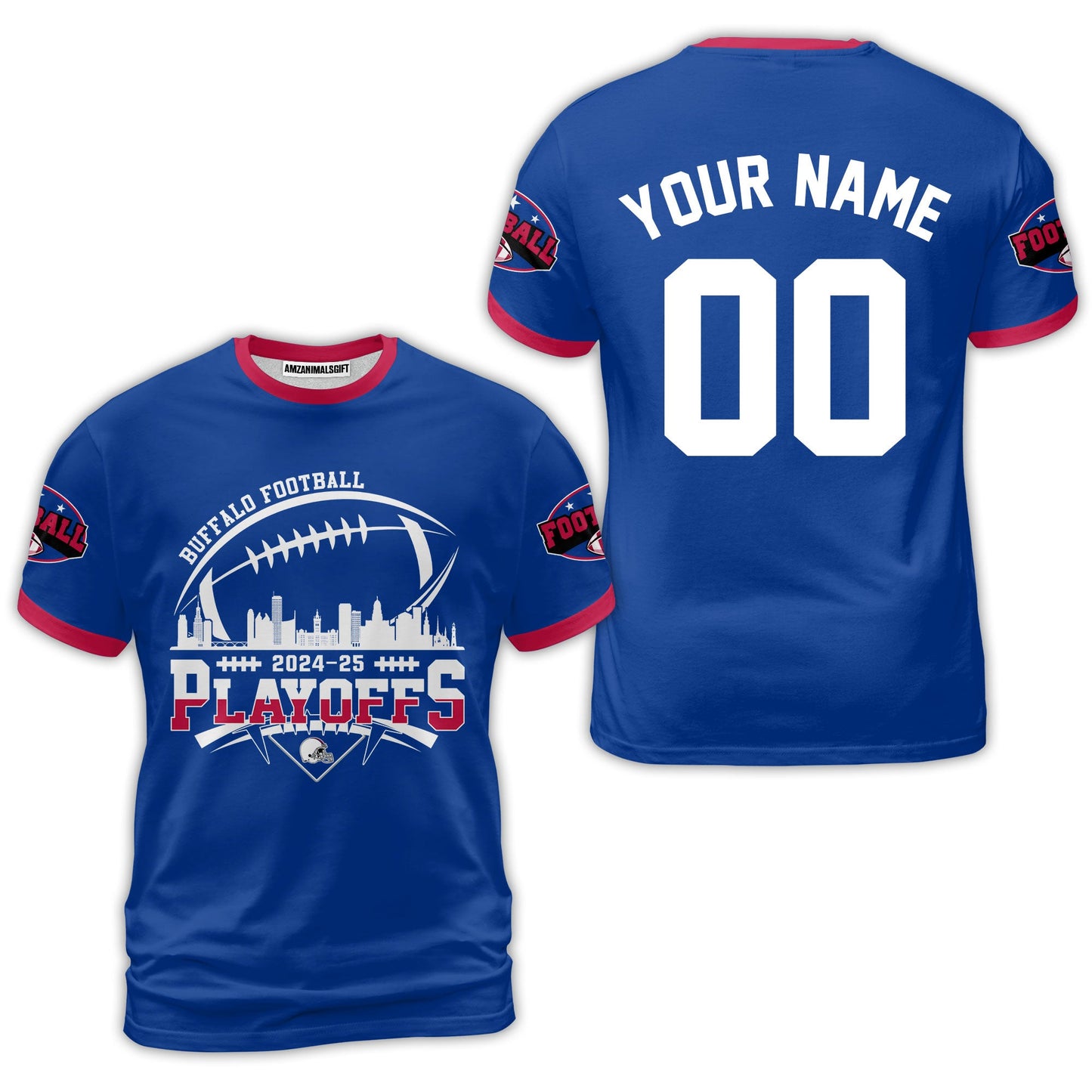 Buffalo American Football 2024-25 Playoffs Skyline Custom Long Sleeve Shirt, Playoffs Buffalo Football Game Day Custom 2 Sided Long Sleeve Shirt